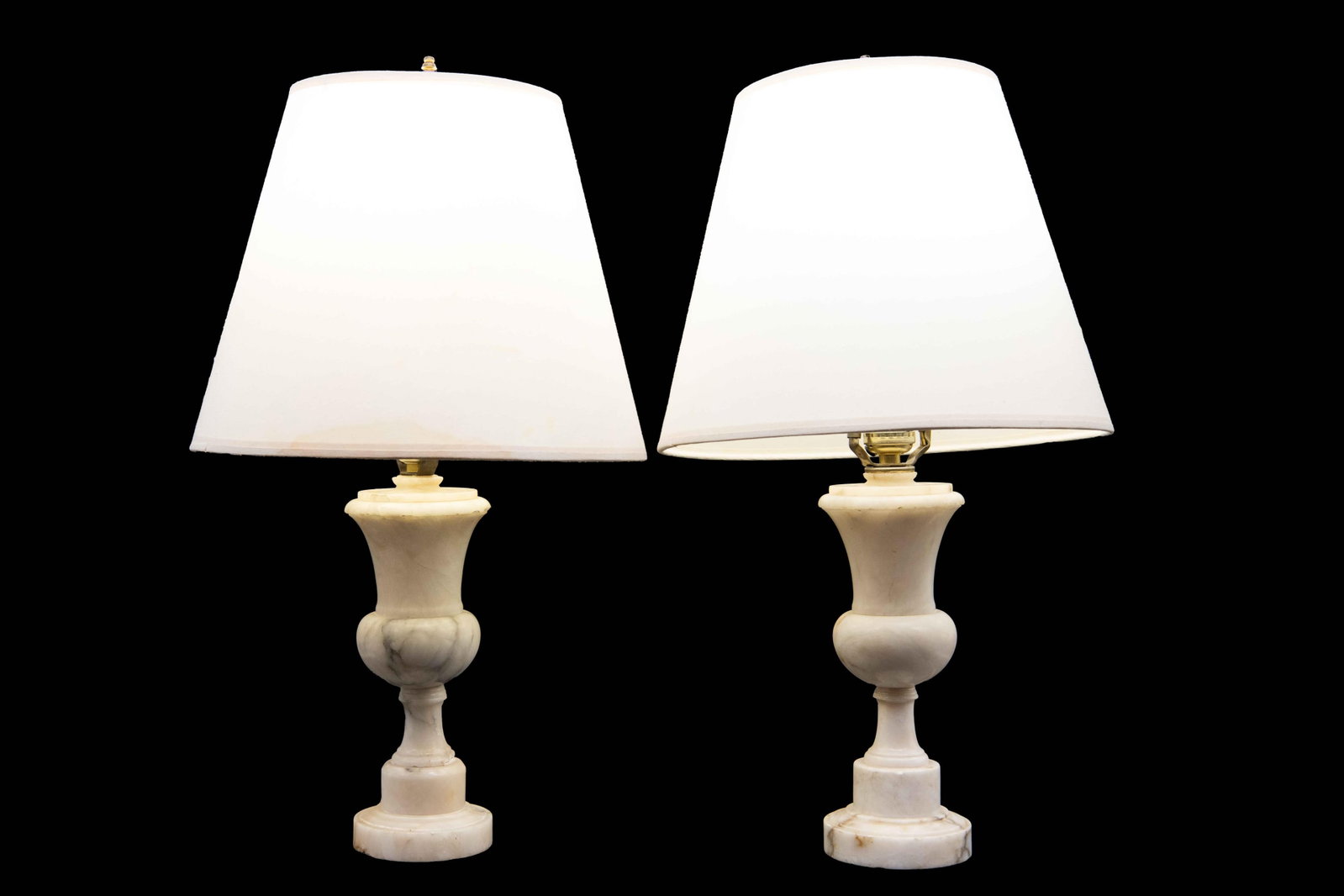 Pair of Alabaster Lamps with Shades (1 of 15)