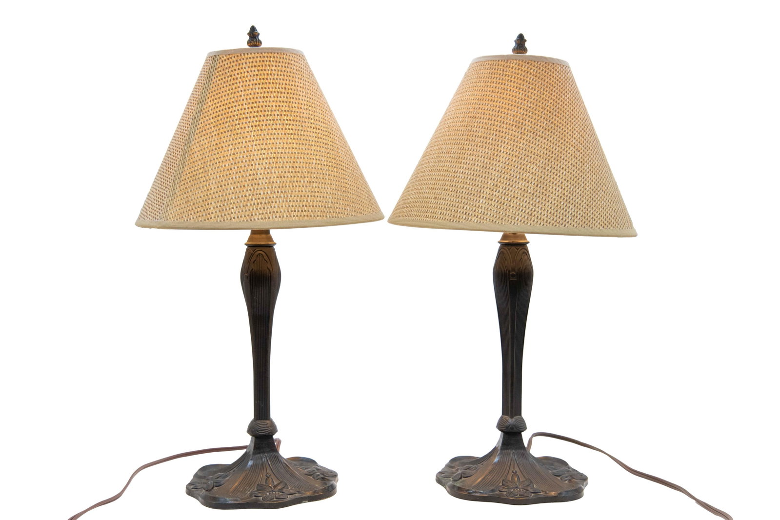 Pair of Nouveau Style Lamp Bases with Shades (1 of 4)