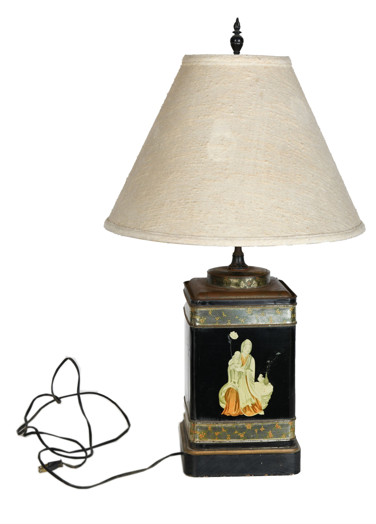 Frederick Cooper Asian Style Tin Lamp: Frederick Cooper Asian Style Tin Lamp Approximate Size: 31.5” H x 15” W x 15” D Any lamp wiring is offered strictly as found. No guarantee is made as to the condition, safety, or ope