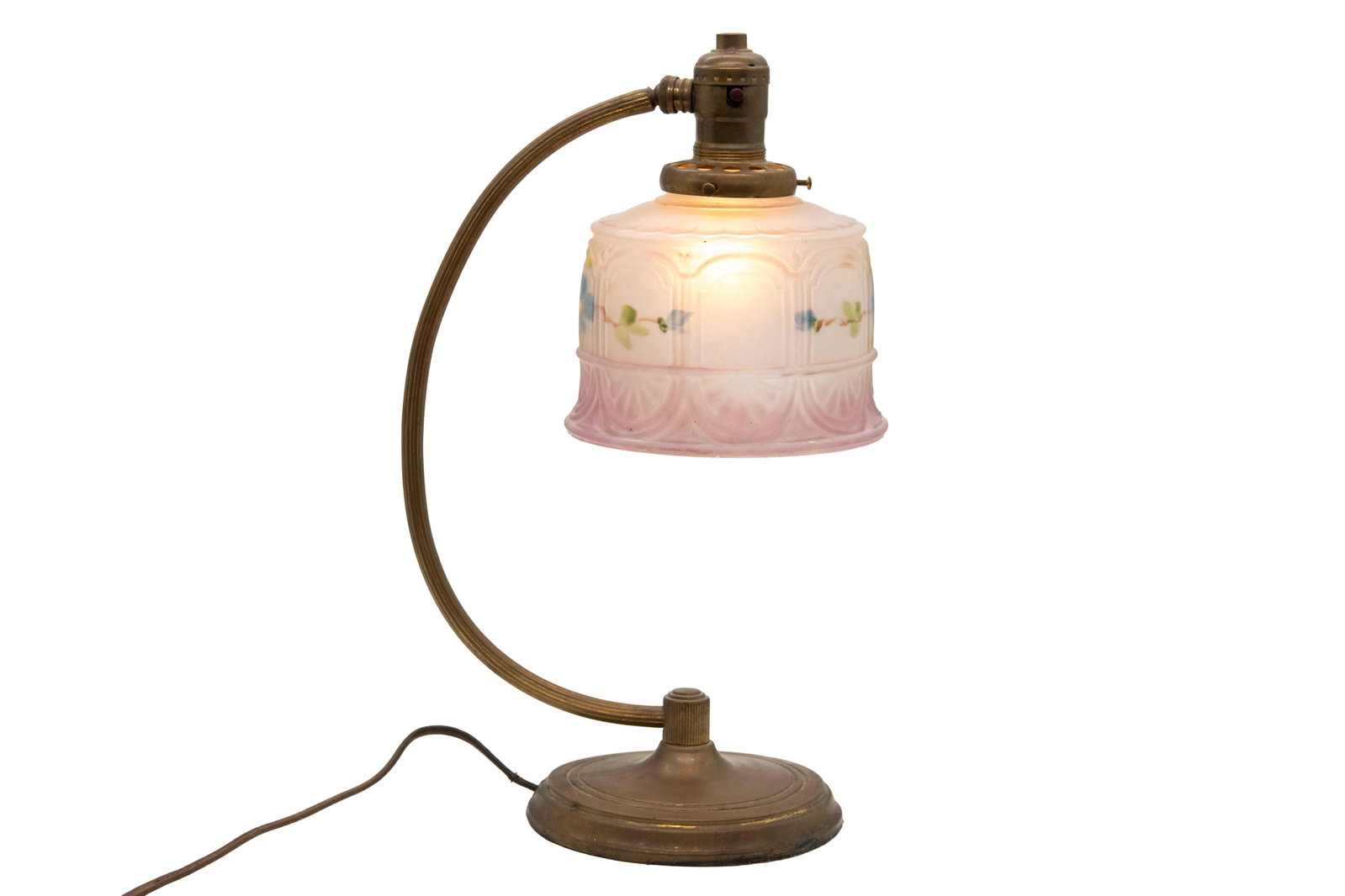 Antique Vintage Table Lamp with Hand Painted Shade (1 of 7)