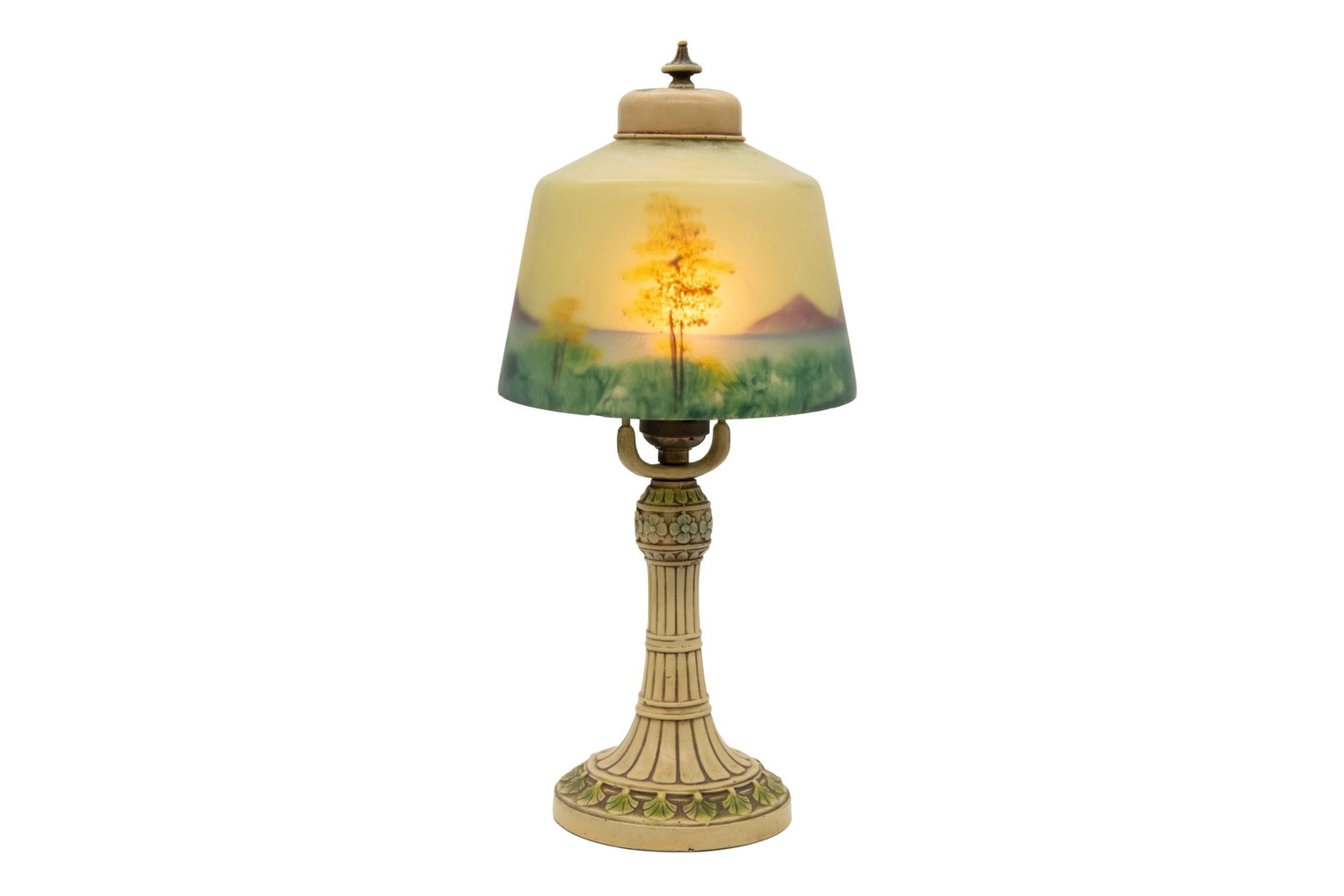 Antique Reverse Painted Petite Boudoir Lamp (1 of 6)