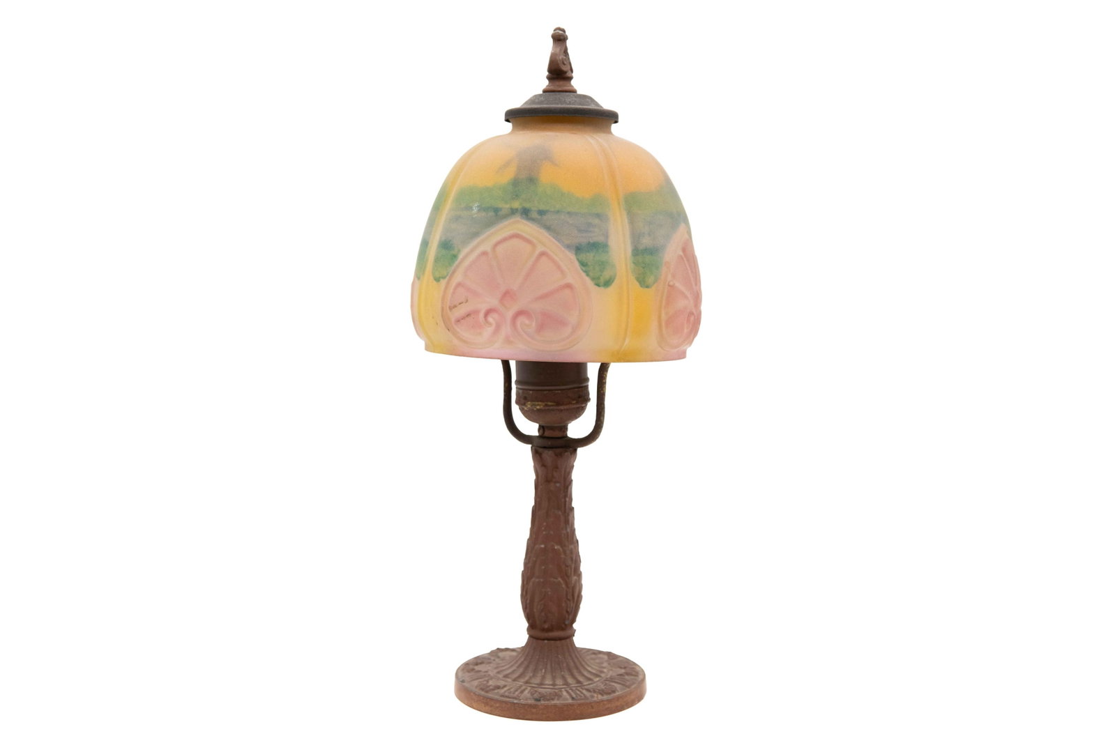 Antique Reverse Painted Pastel Windmill Design Table Lamp (1 of 8)