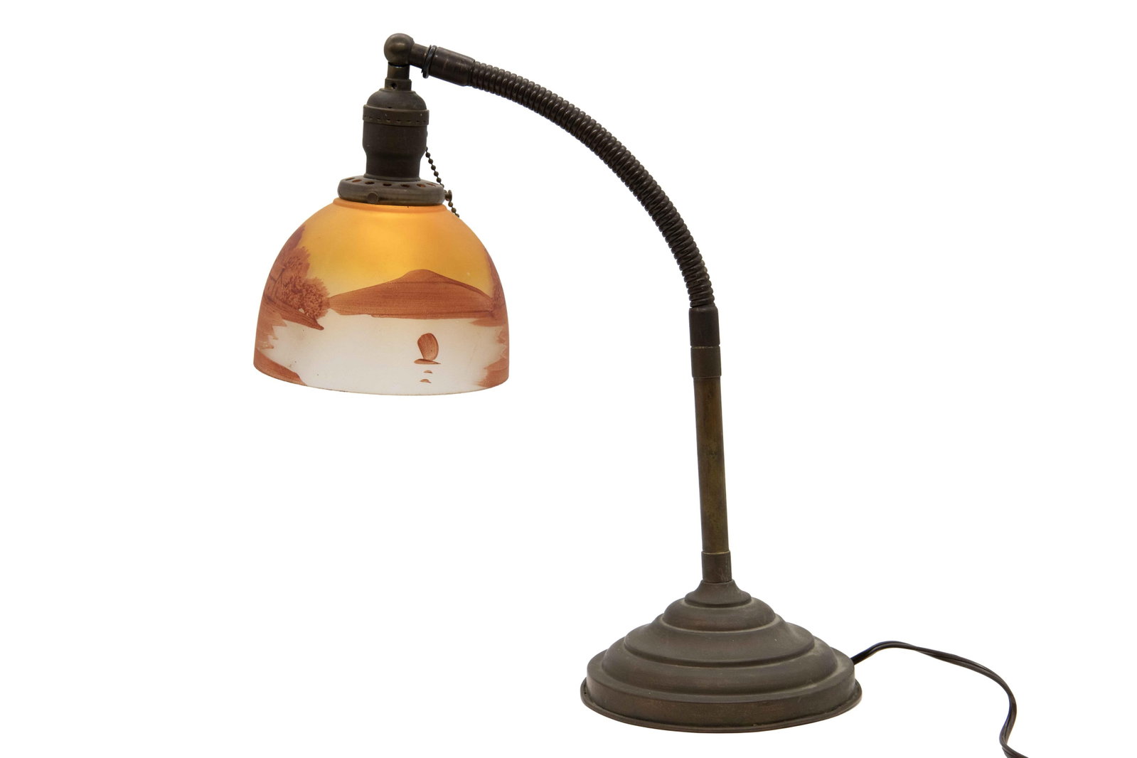 Antique Reverse Painted Yellow Sky Design Table Lamp (1 of 8)