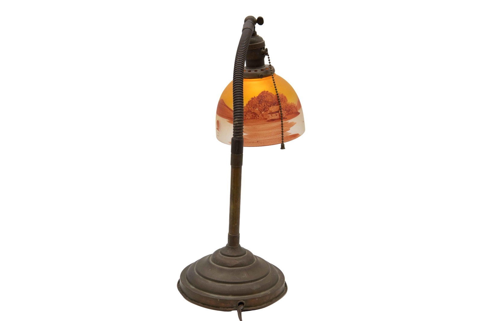 Antique Reverse Painted Yellow Sky Design Table Lamp - 2