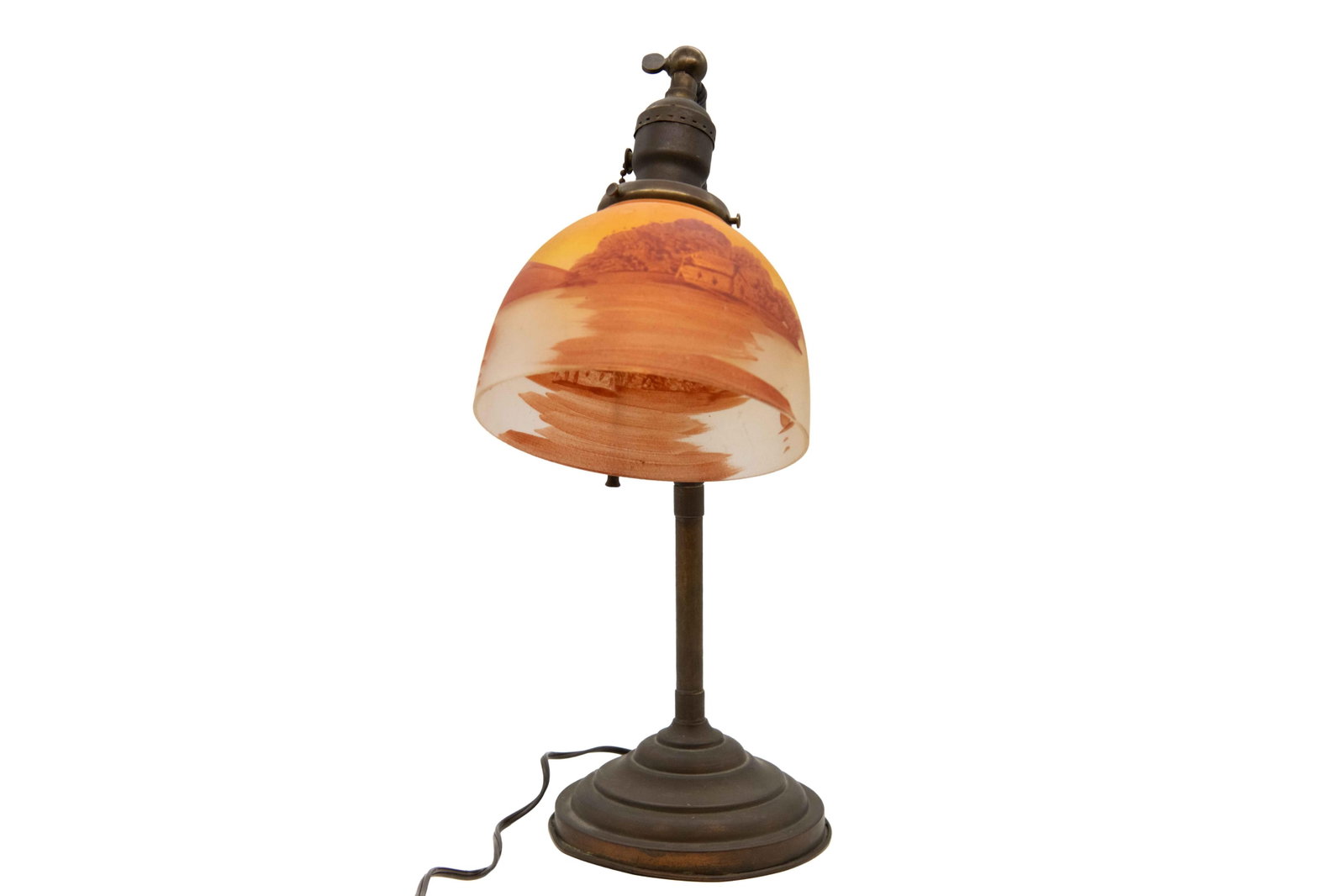 Antique Reverse Painted Yellow Sky Design Table Lamp - 4