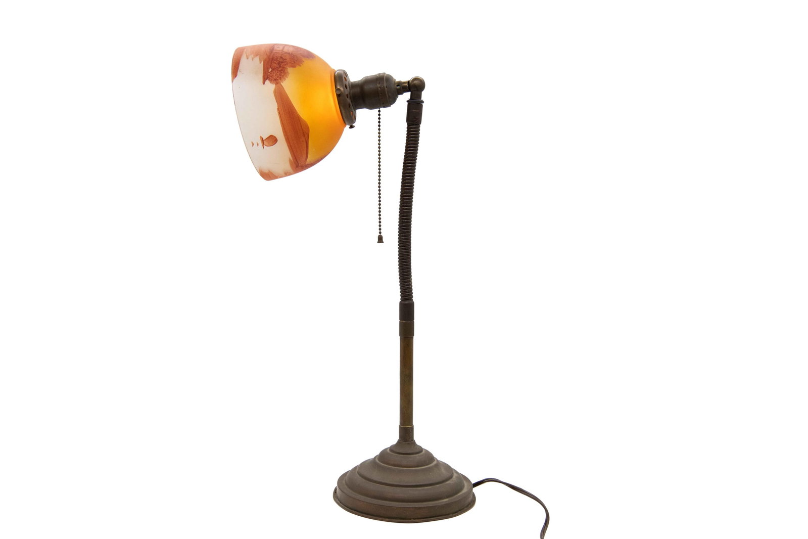 Antique Reverse Painted Yellow Sky Design Table Lamp - 6