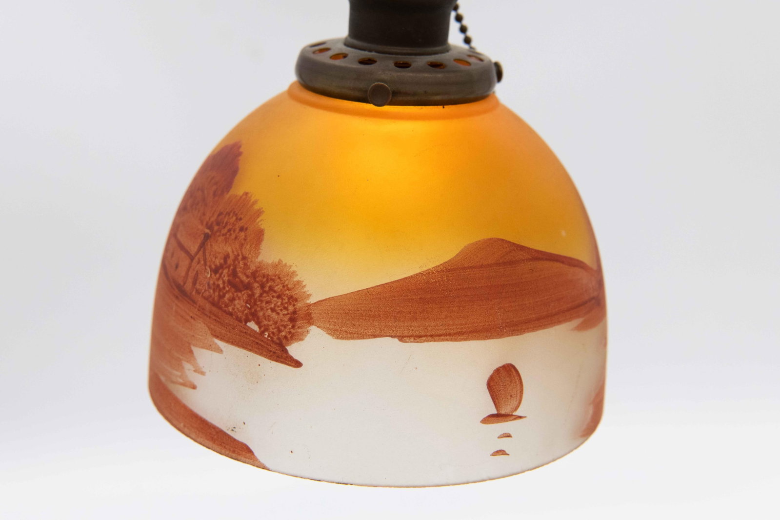 Antique Reverse Painted Yellow Sky Design Table Lamp - 7
