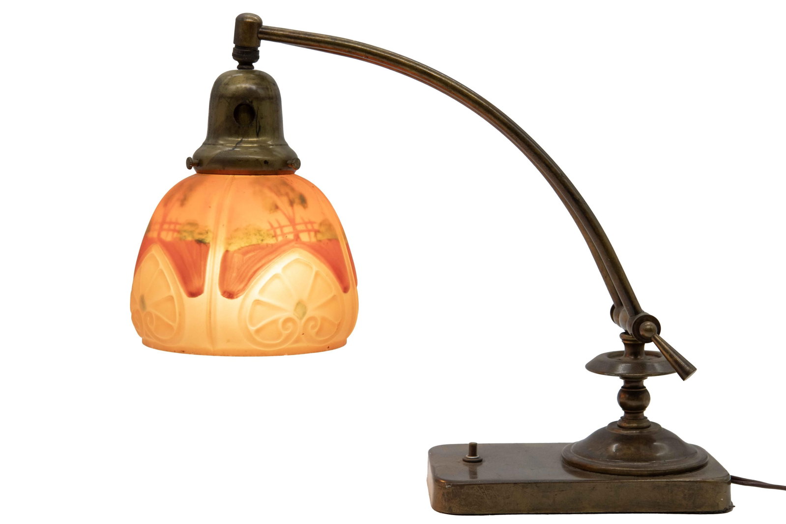 Antique Reverse Painted Orange Citrus Design Table Lamp (1 of 5)