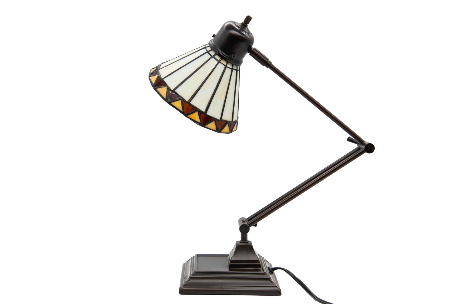 Vintage Tiffany Style Slag Glass Desk Lamp (1 of 8)