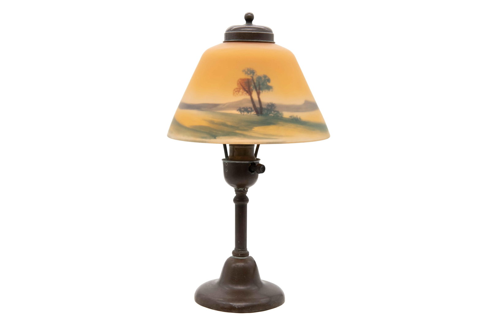 Reverse Painted Lake Landscape Boudoir Table Lamp (1 of 6)