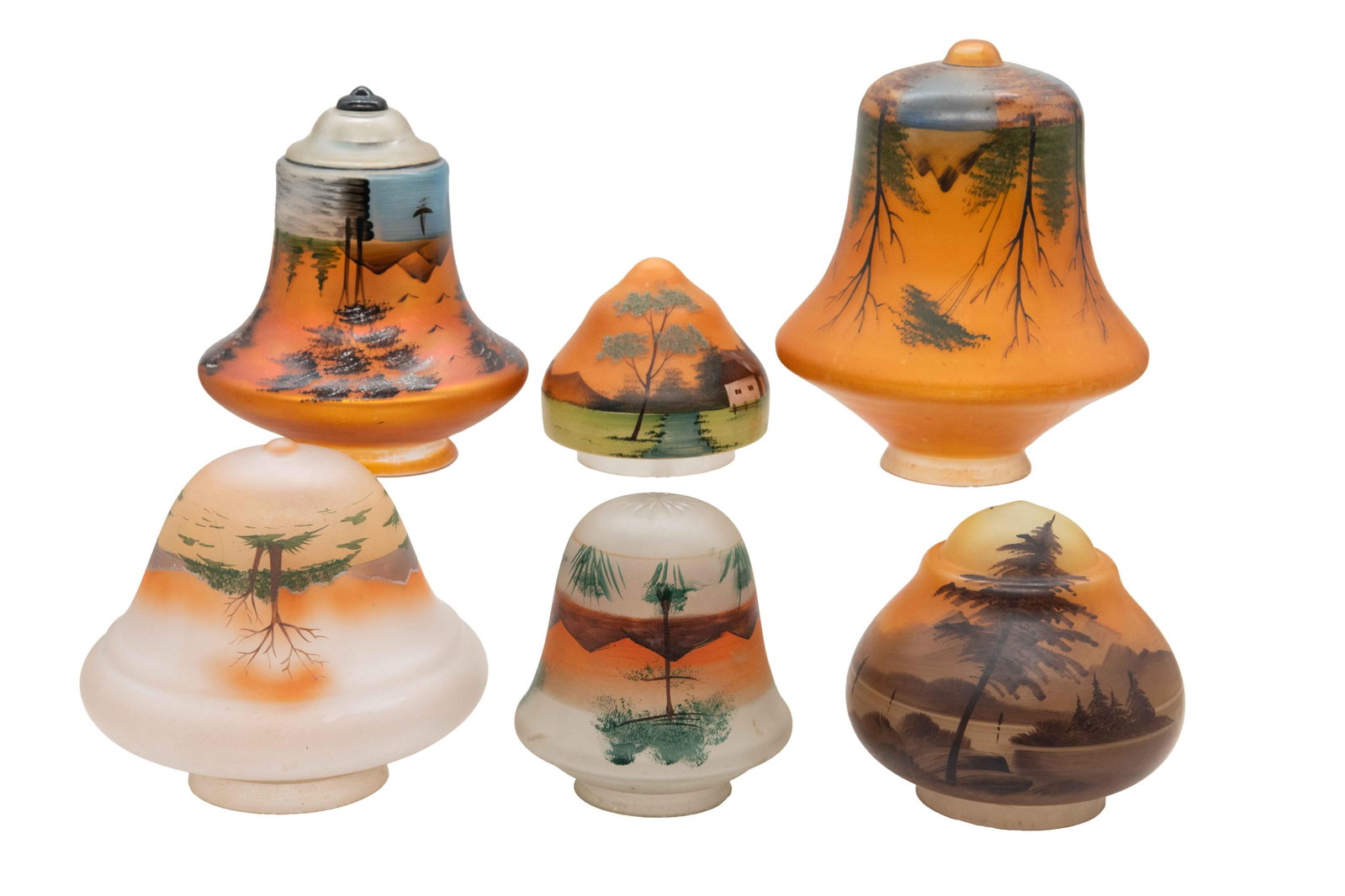 Group of 6 Miscellaneous Hand Painted Glass Sconce Shades (1 of 4)