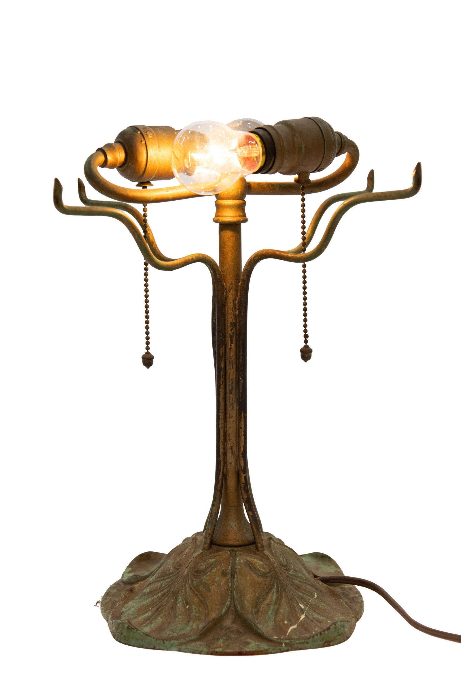 Ornate Art Nouveau Style Tree Trunk Lamp Base: Ornate Art Nouveau Style Tree Trunk Lamp Base Approximate size: 14” H x 12.5” W x 12” D Lamp tested and works.