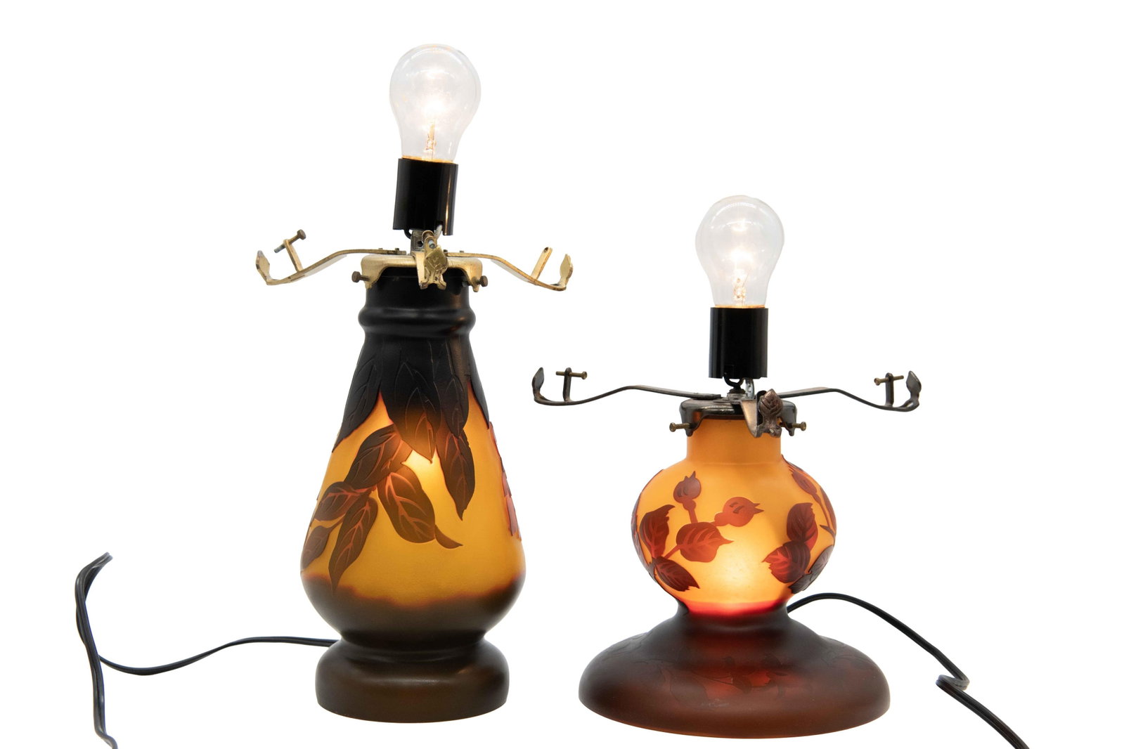 Emile Galle, 1846-1904, Pair of Glass Gall? Style Lamp Bases (1 of 4)