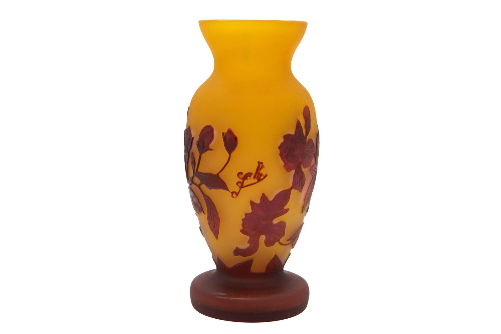 Emile Galle, 1846-1904, After Galle Red/Yellow Nouveau Cameo Glass Vase (1 of 6)