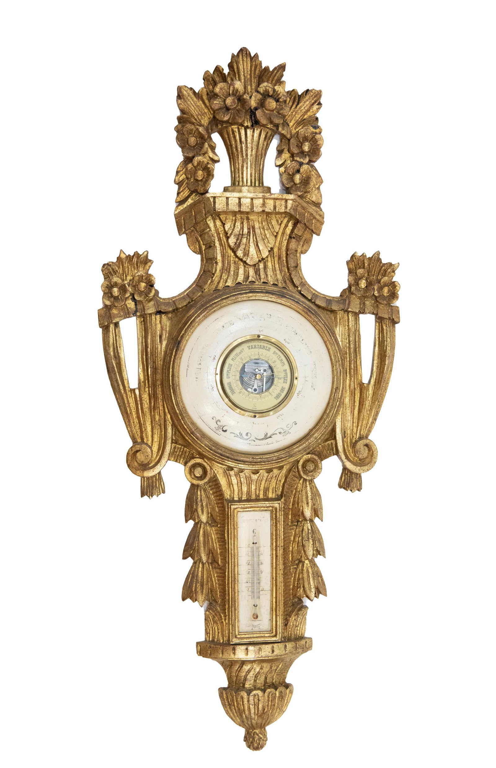 Antique Italian Gilt Floral Barometer (1 of 19)