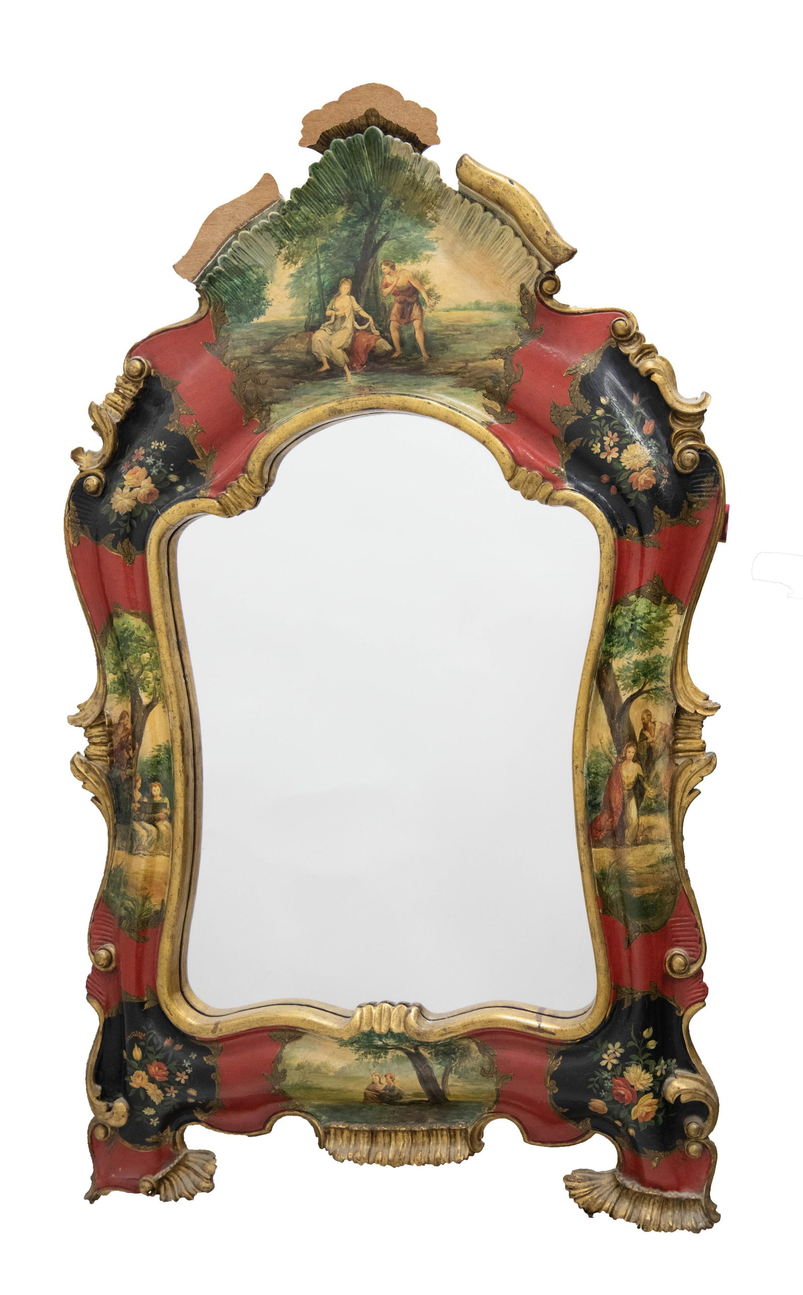 Rococo Venetian Style Hand Painted Scenic Mirror (1 of 1)
