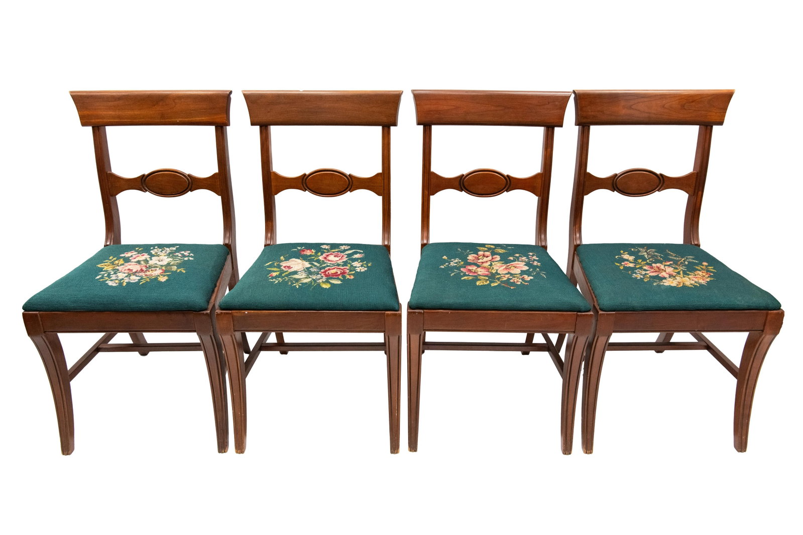 Group of 4 Vintage Embroidered Dining Chairs (1 of 13)