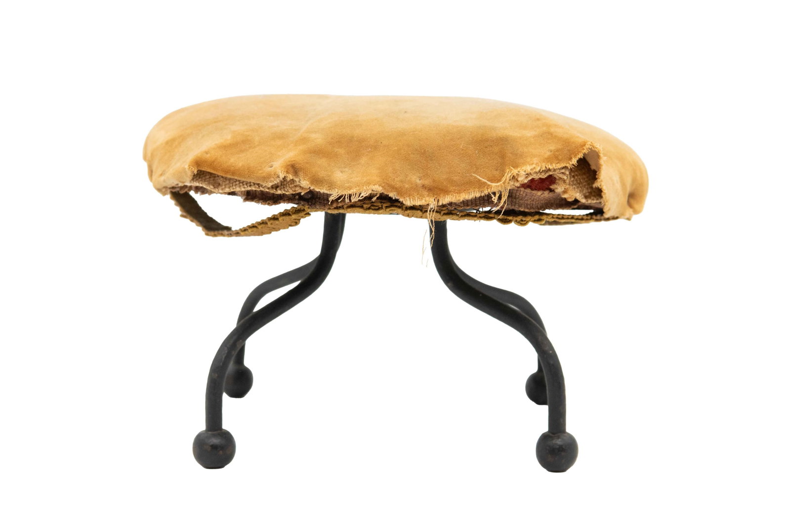 Early Antique Upholstered Miniature Stool (1 of 8)