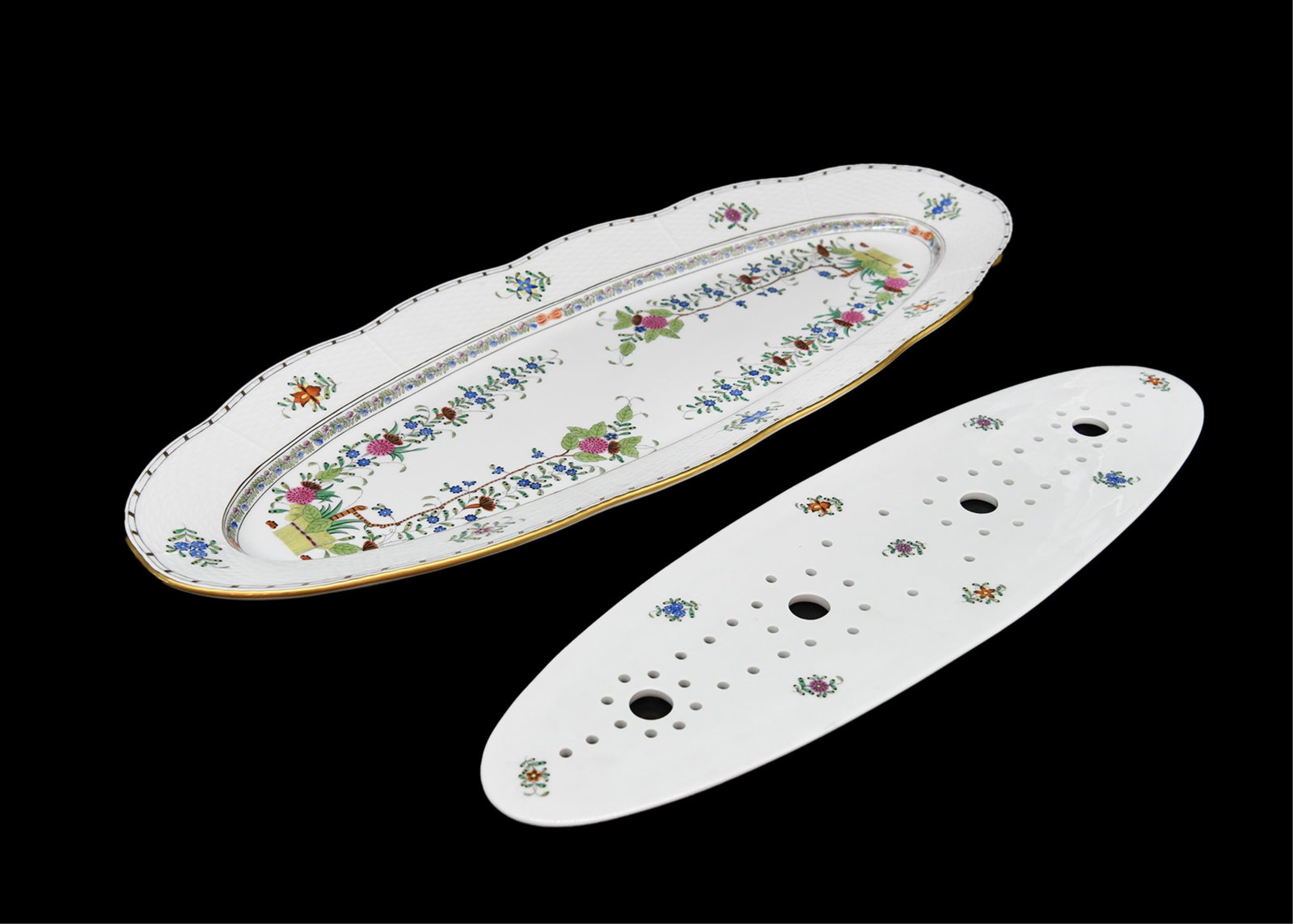 Herend Porcelain Fish Platter, Indian Basket, Multicolor (1 of 8)