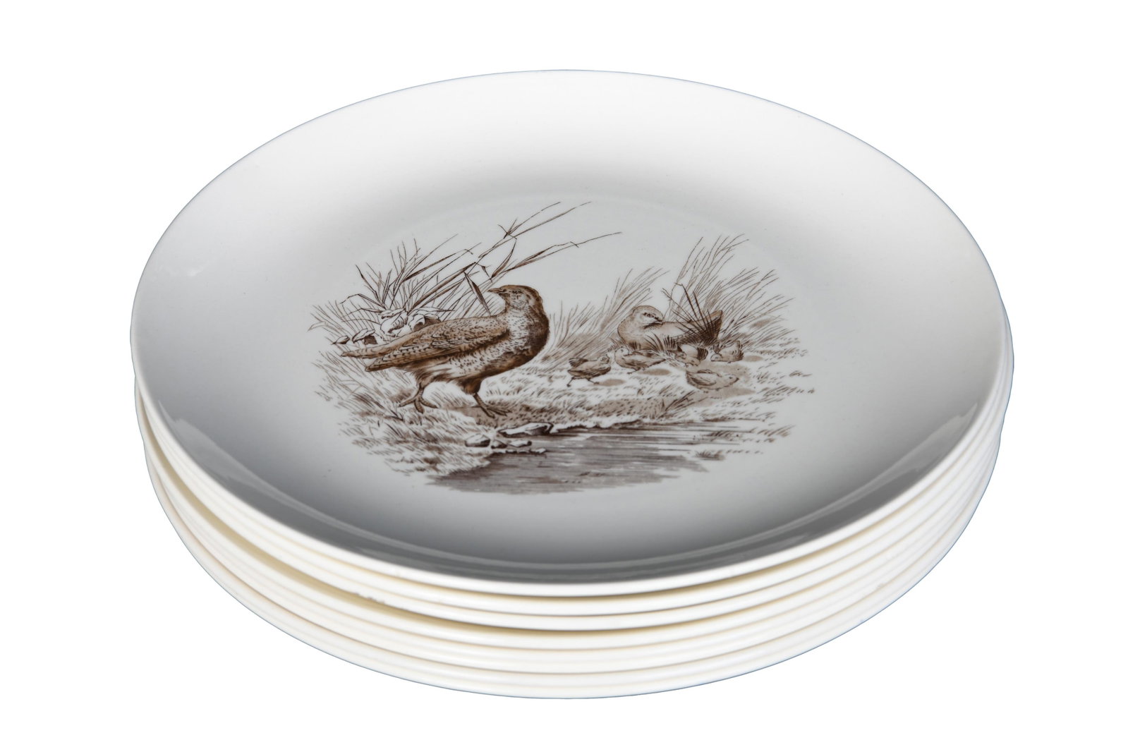 Copeland Spode Plates: Copeland Spode Plates No 5 partridge No 1 wild duck 2 x No 7 plover No 20 cock and hens No 6 pheasant No 2 woodcock No 3 Californian quail Approximate Size: 10.5" D