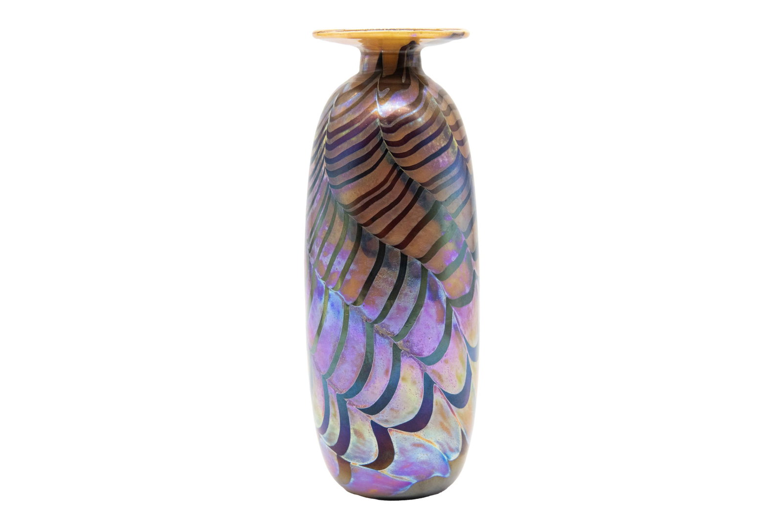 Fellerman Loetz Favrille Style Feather Vase, 1973 (1 of 5)