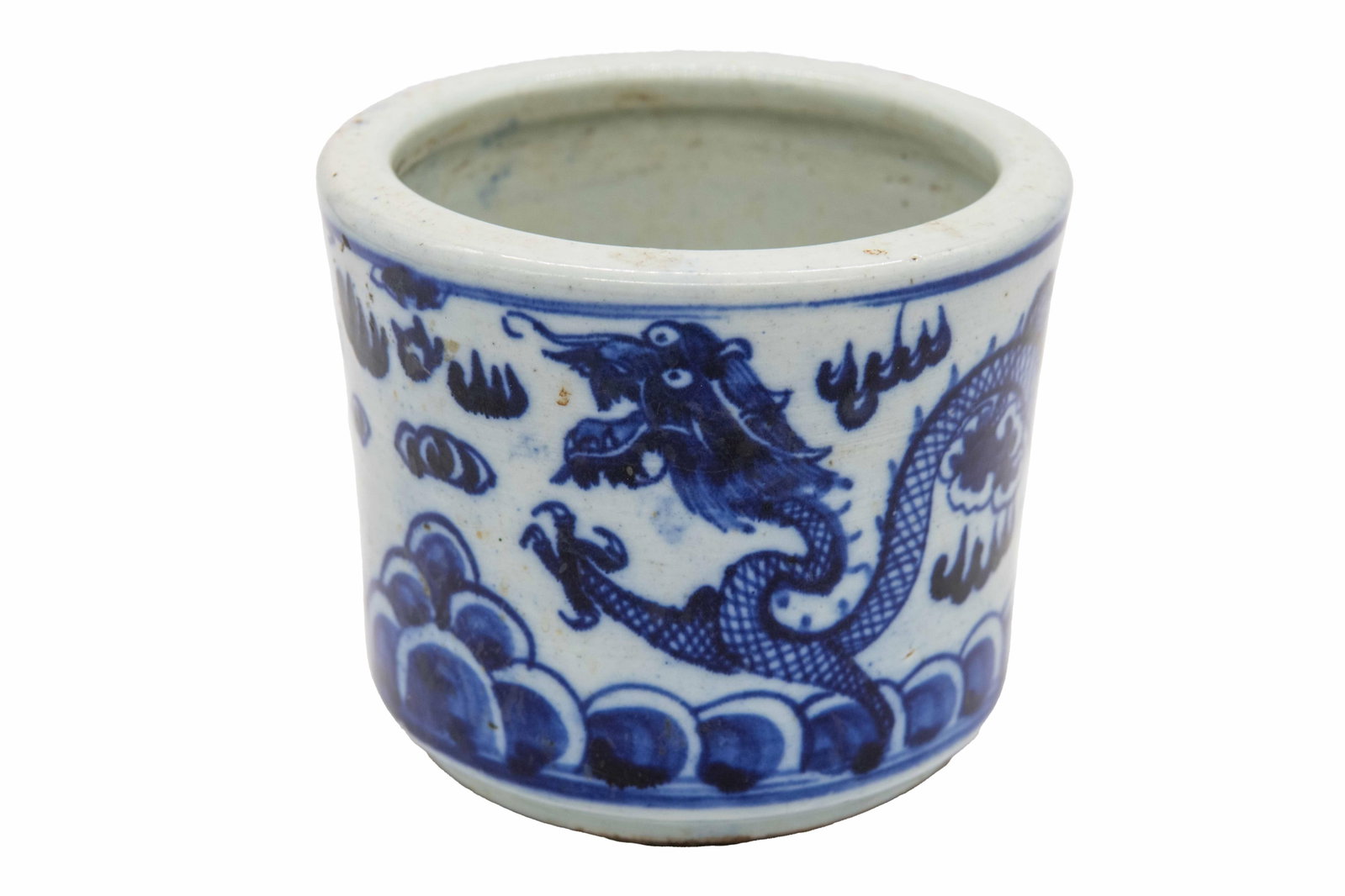 Qing Dynasty Chinese Blue & White Pot: Qing Dynasty Chinese Blue & White Pot Approximate Size: 6.5” H x 6.375” W x 6.375” D