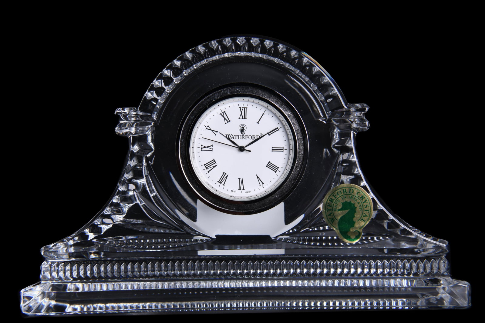 Waterford Devenish Crystal Clock: Waterford Devenish Crystal Clock Devenish Small Desk Clock Lead Crystal Roman Numerals Approximate Size: 3.75" H x 5.75" W x 1.25" D