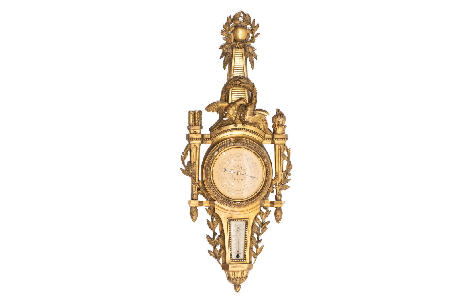 Rare Antique French Rococo Gilt Carved Barometer (1 of 12)