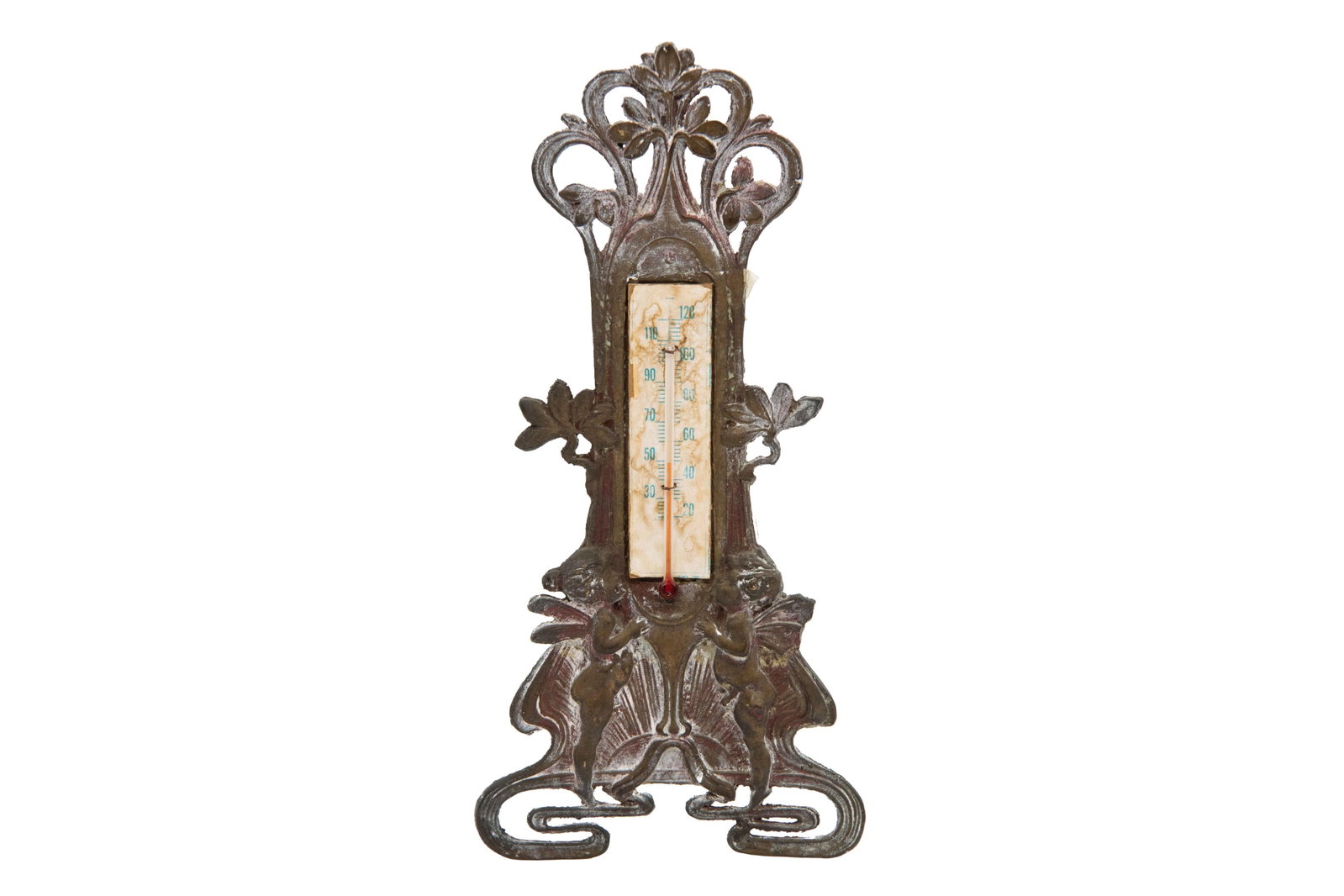 Antique Metal Art Nouveau Thermometer (1 of 7)