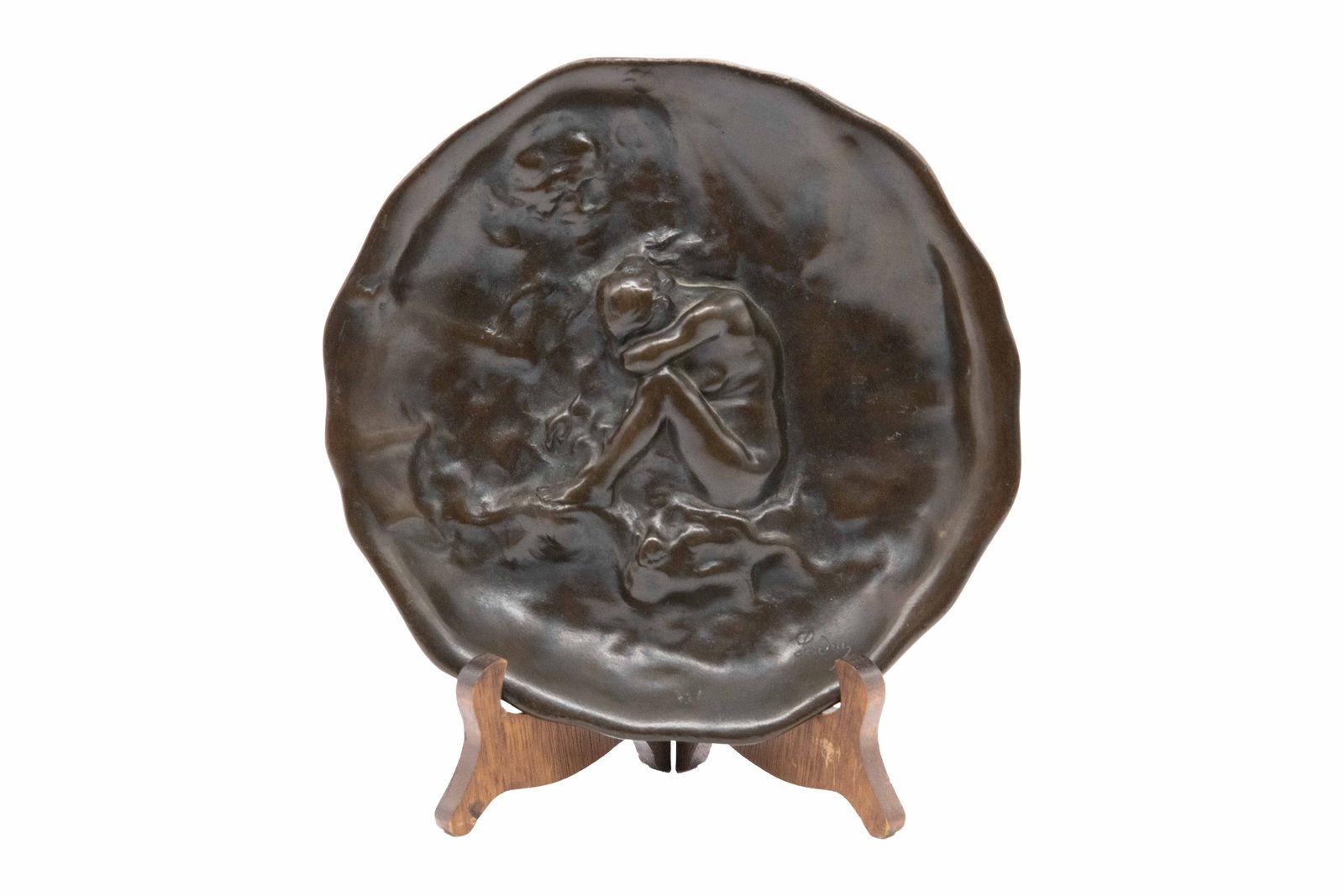 Auguste Ledru, French 1860-1902, Figurative Wall Plate: Auguste Ledru French, 1860-1902 Figurative Wall Plate Auguste Ledru (1860-1920) Figurative Wall Plate Approximate size: 1.25” H x 7.75” W x 7.75” D