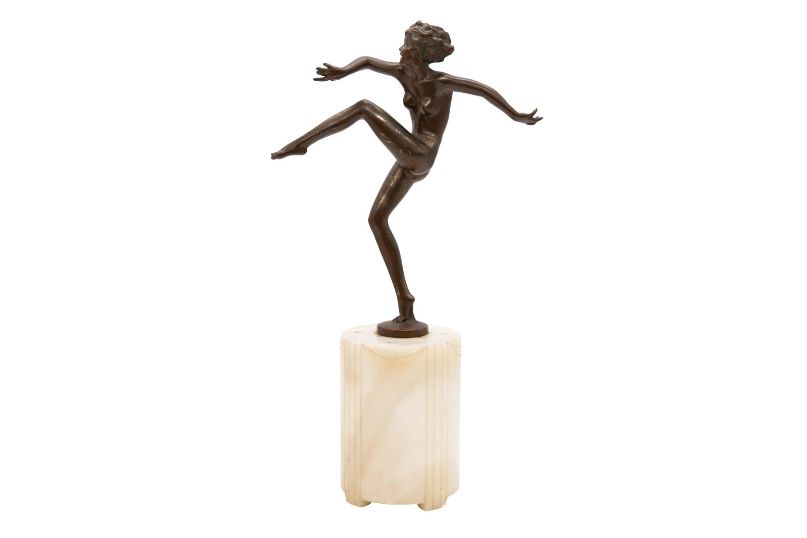 Dancing bronze woman statue on marble base (1 of 10)