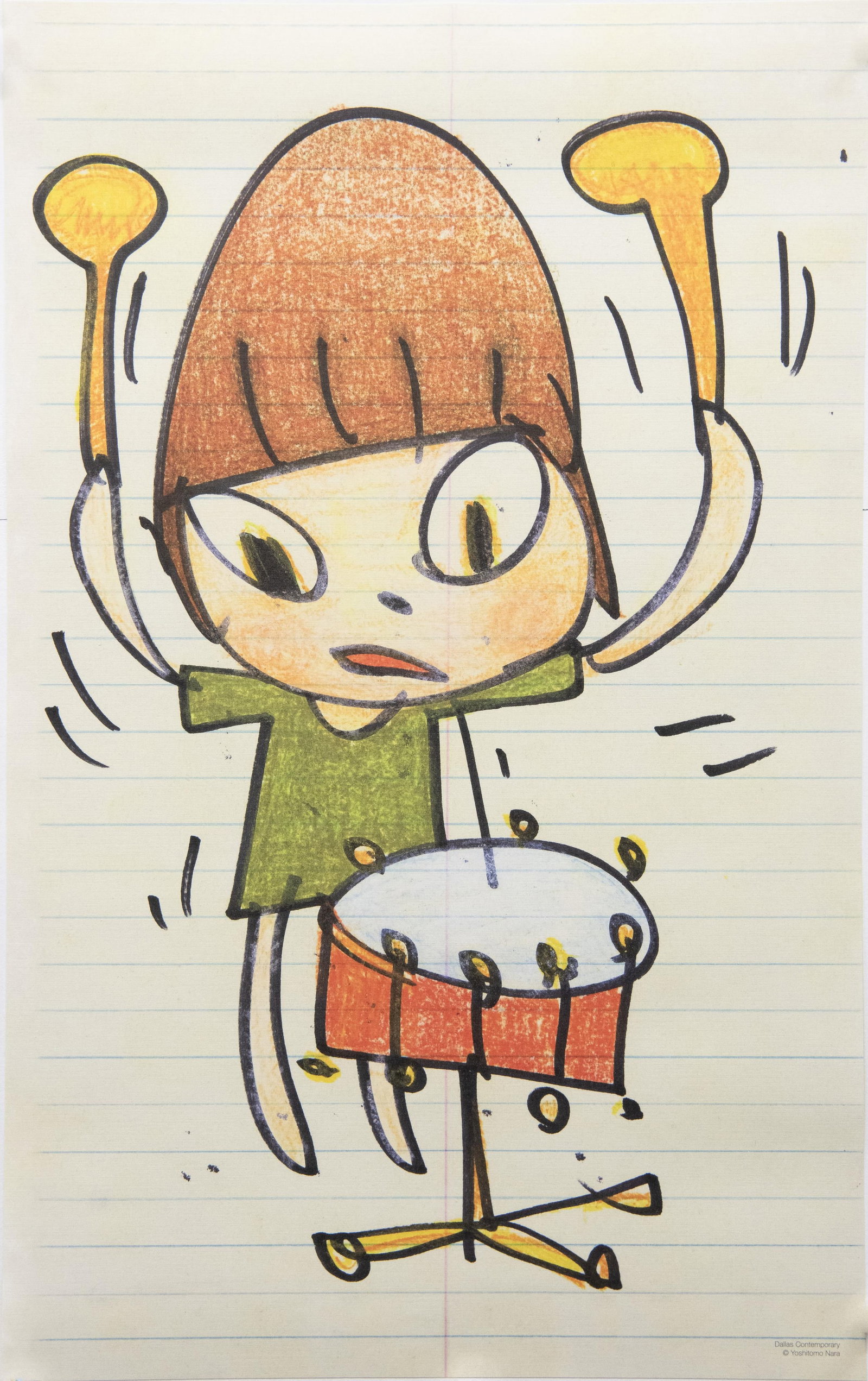 Yoshitomo Nara, Japanese 1959, Banging the Drum, Offset lithograph in colors (1 of 7)