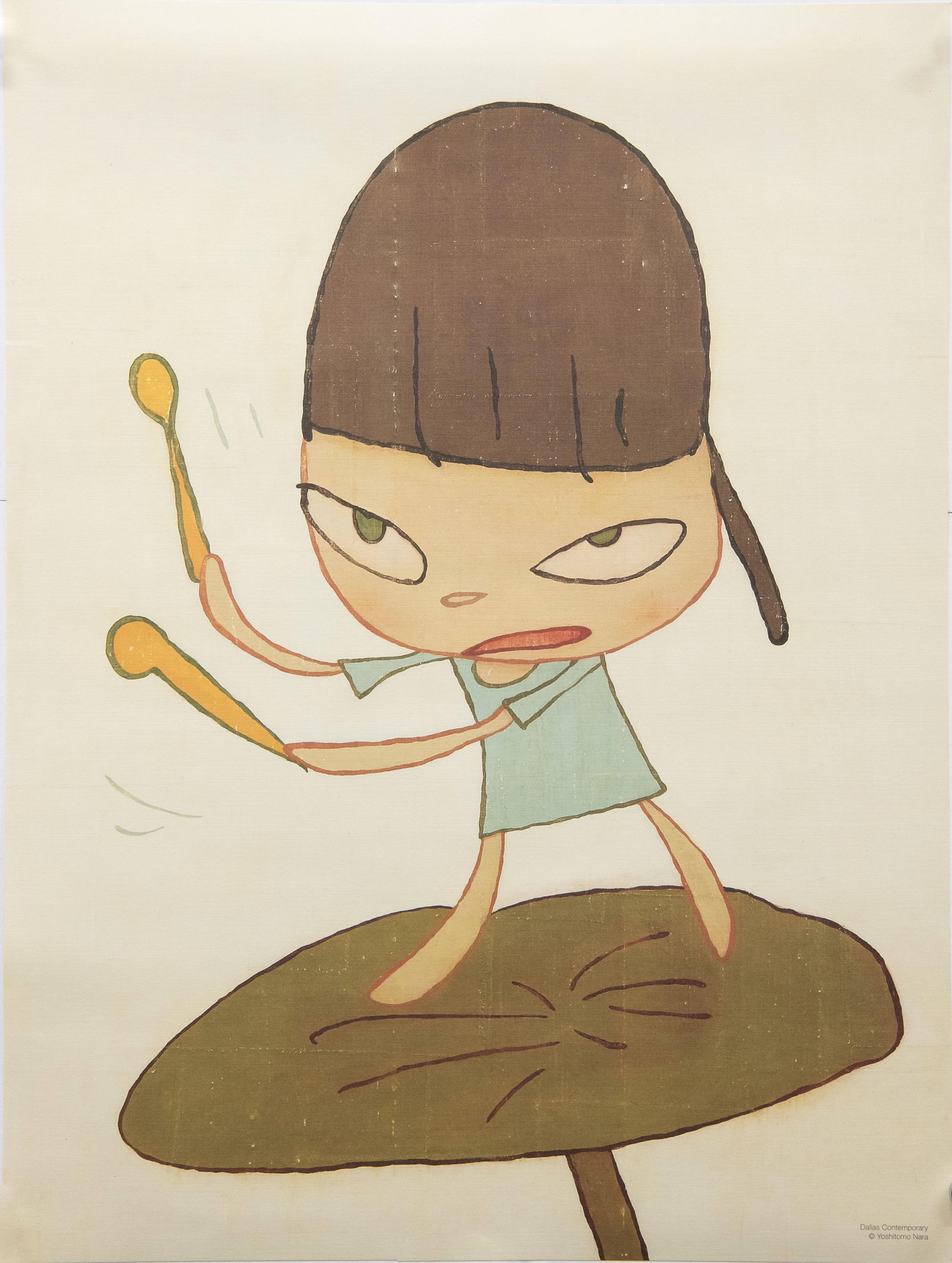 Yoshitomo Nara, Japanese 1959, Marching on a Butterbur Leaf, Offset lithograph in colors (1 of 4)