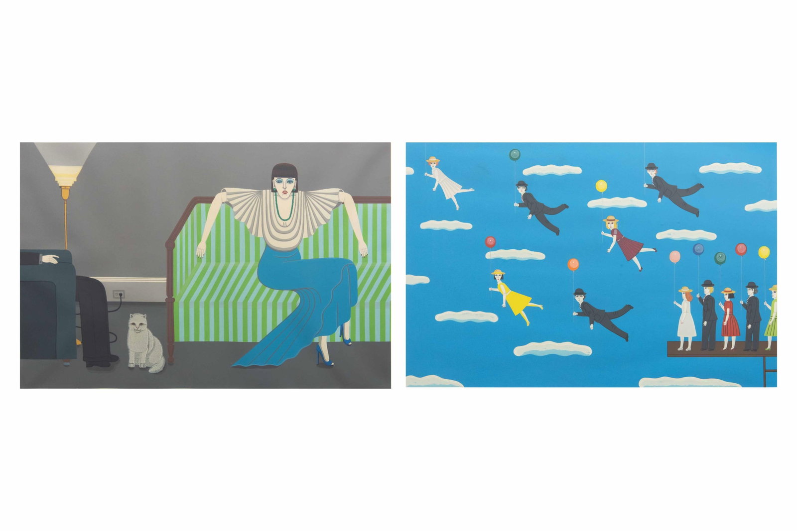 Shigeo Okumura, 1937-1993, Group of 2 Works, 'A Clear Day', 'Sitting', Serigraphs (1 of 12)