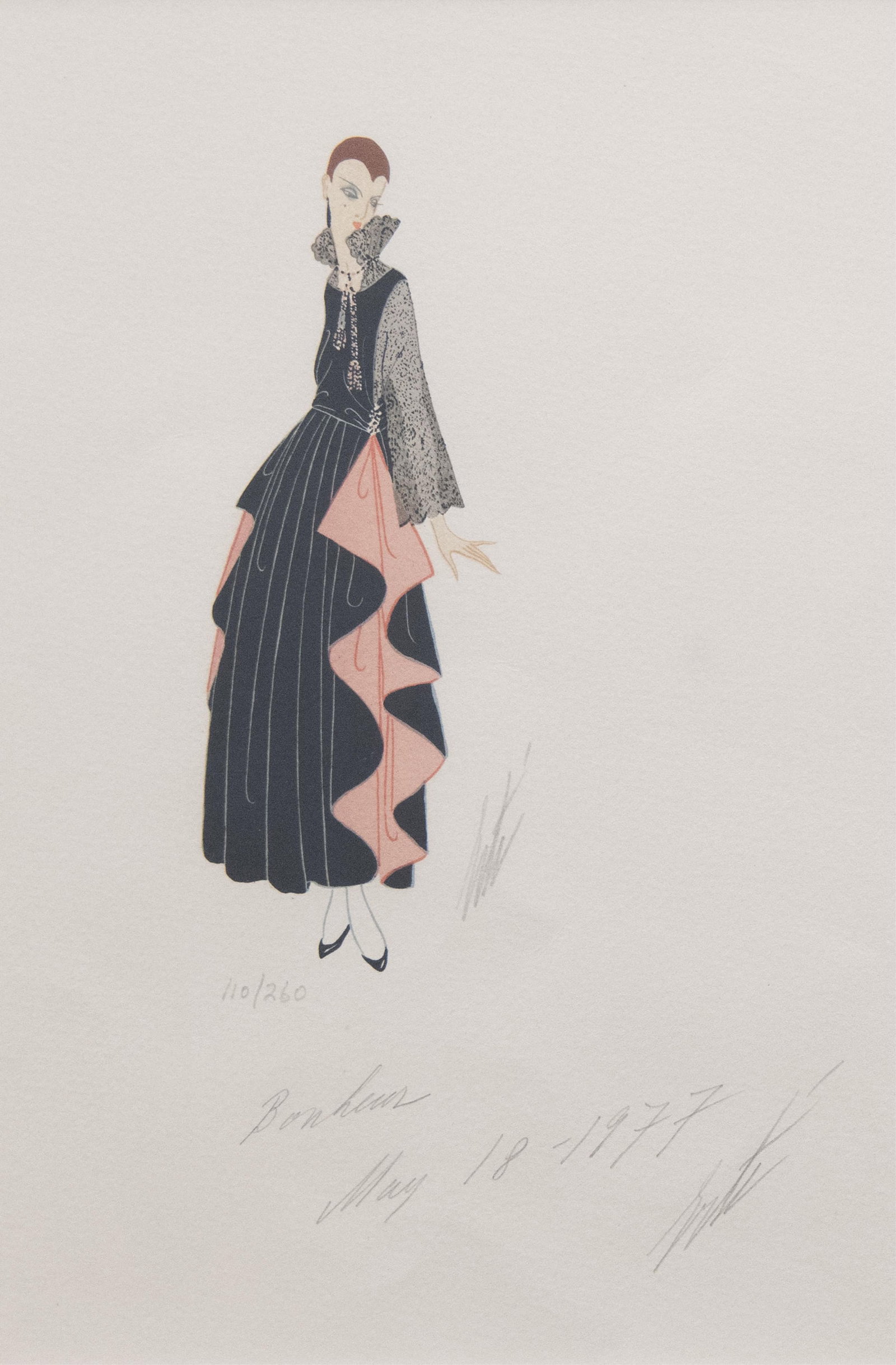Erte, Russian/French 1892-1990, Yvette Fashion Illustration, Serigraph on Paper (1 of 6)