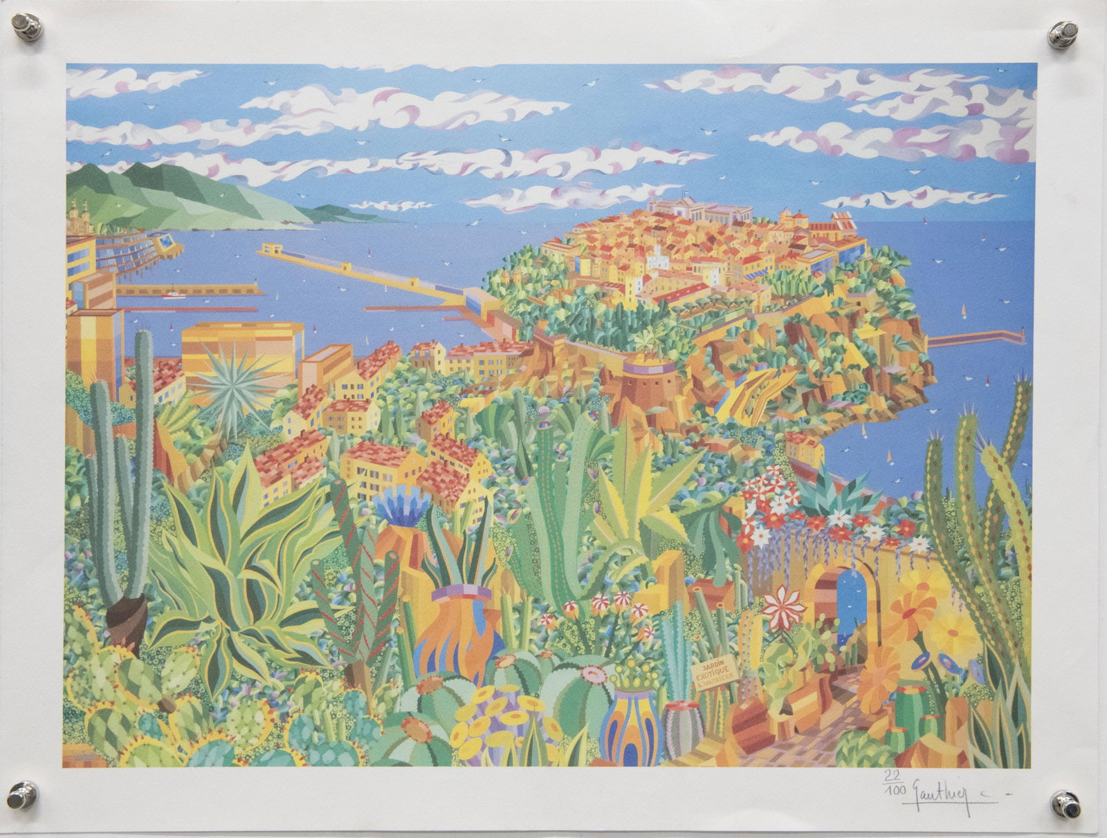 Claude Gauthier, Monaco , Jardin Exotique L.Vatrican, Lithograph (1 of 3)