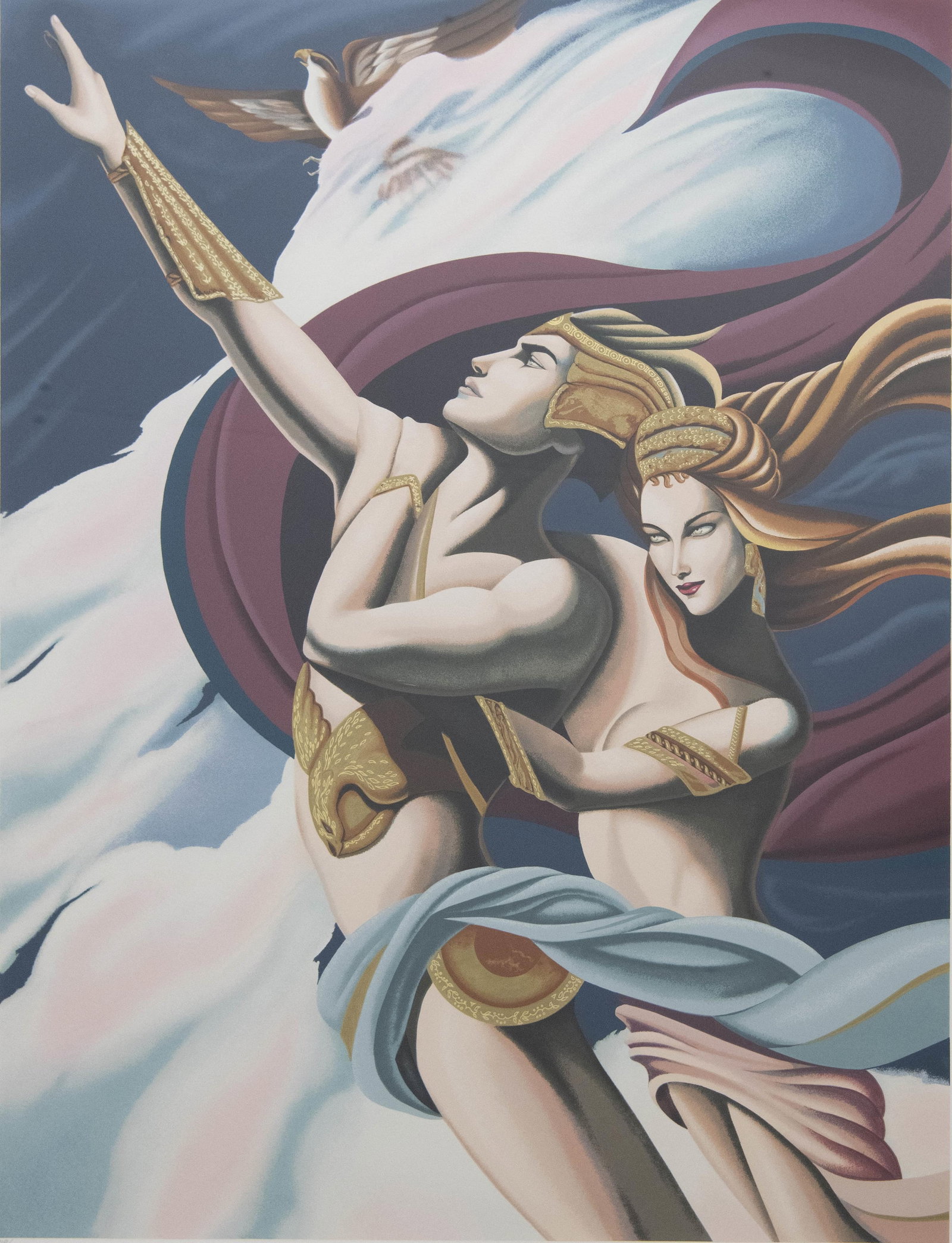 Robert James Moser, Above the Clouds, Screenprint & Gold Foil: Robert James Moser Above the Clouds Screenprint & Gold Foil Hand signed bottom left Edition: 119/325 42” x 34” Framed 32” x 24” Unframed