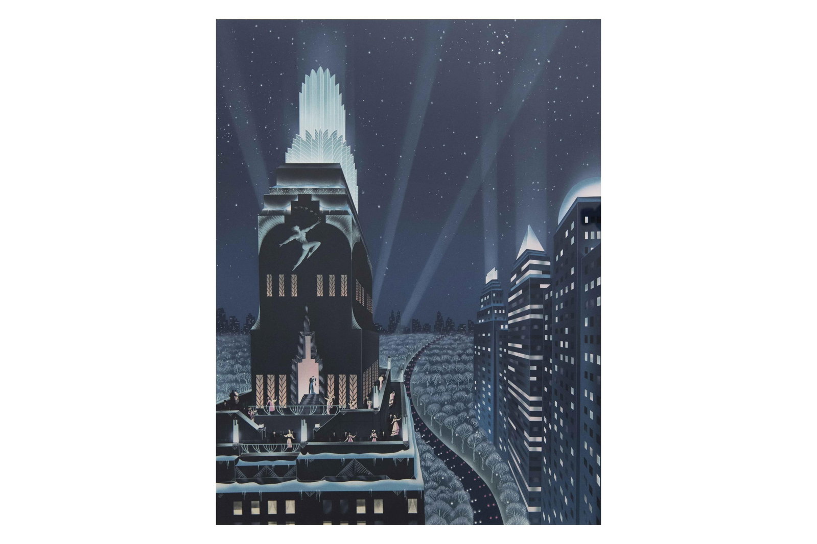 Robert Hoppe, American 1943-1989, Rooftop Serenade, Lithograph, 40” x 33” framed (1 of 7)