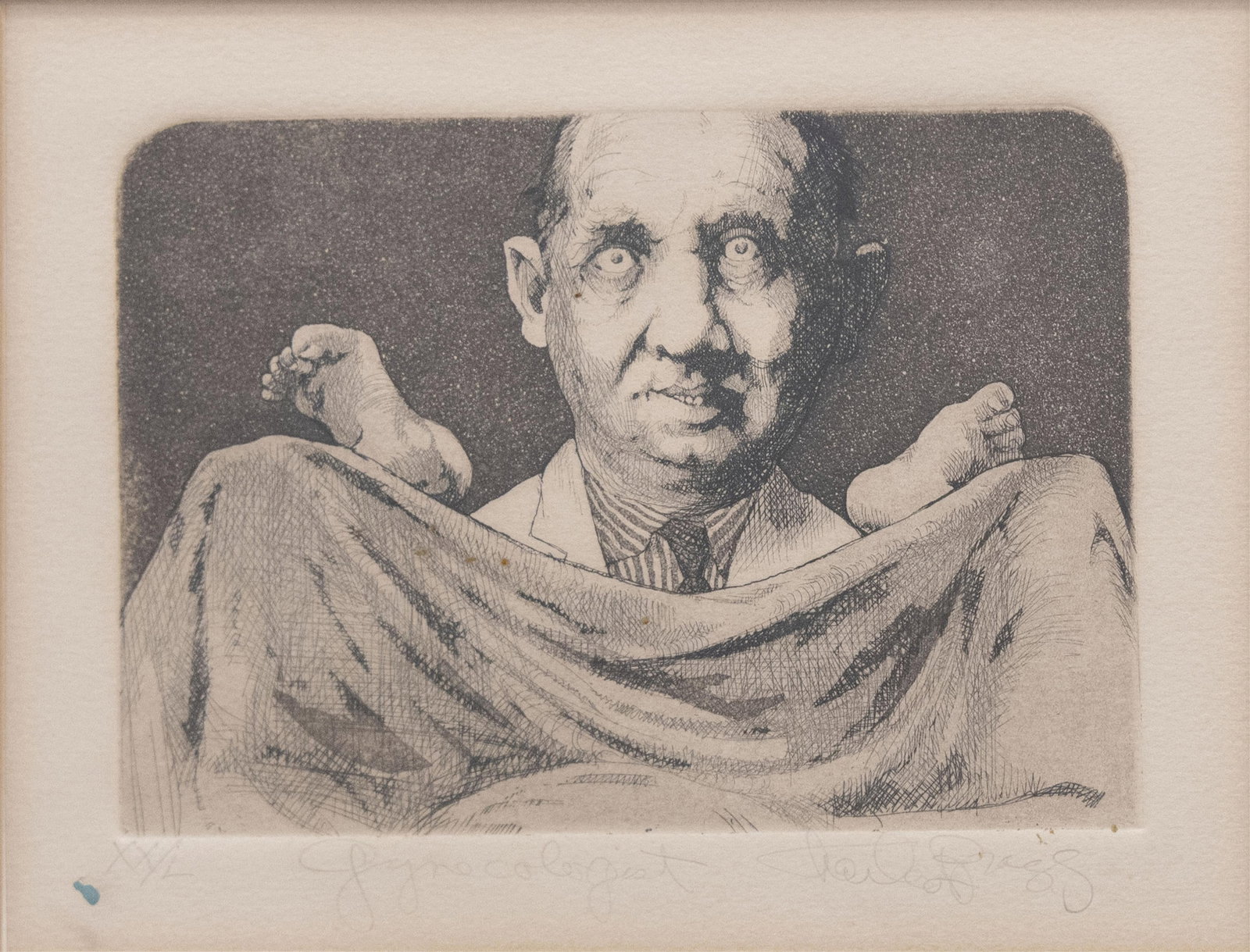 Charles Bragg, American 1931-2017, Gynecologist, 1975: Charles Bragg American, 1931-2017 Gynecologist, 1975 Inscribed on verso: Swanson Art Galleries Ltd San Francisco - Sausalito Artist: Bragg Description: Gyn XX/L Size: 14x16 Approximate