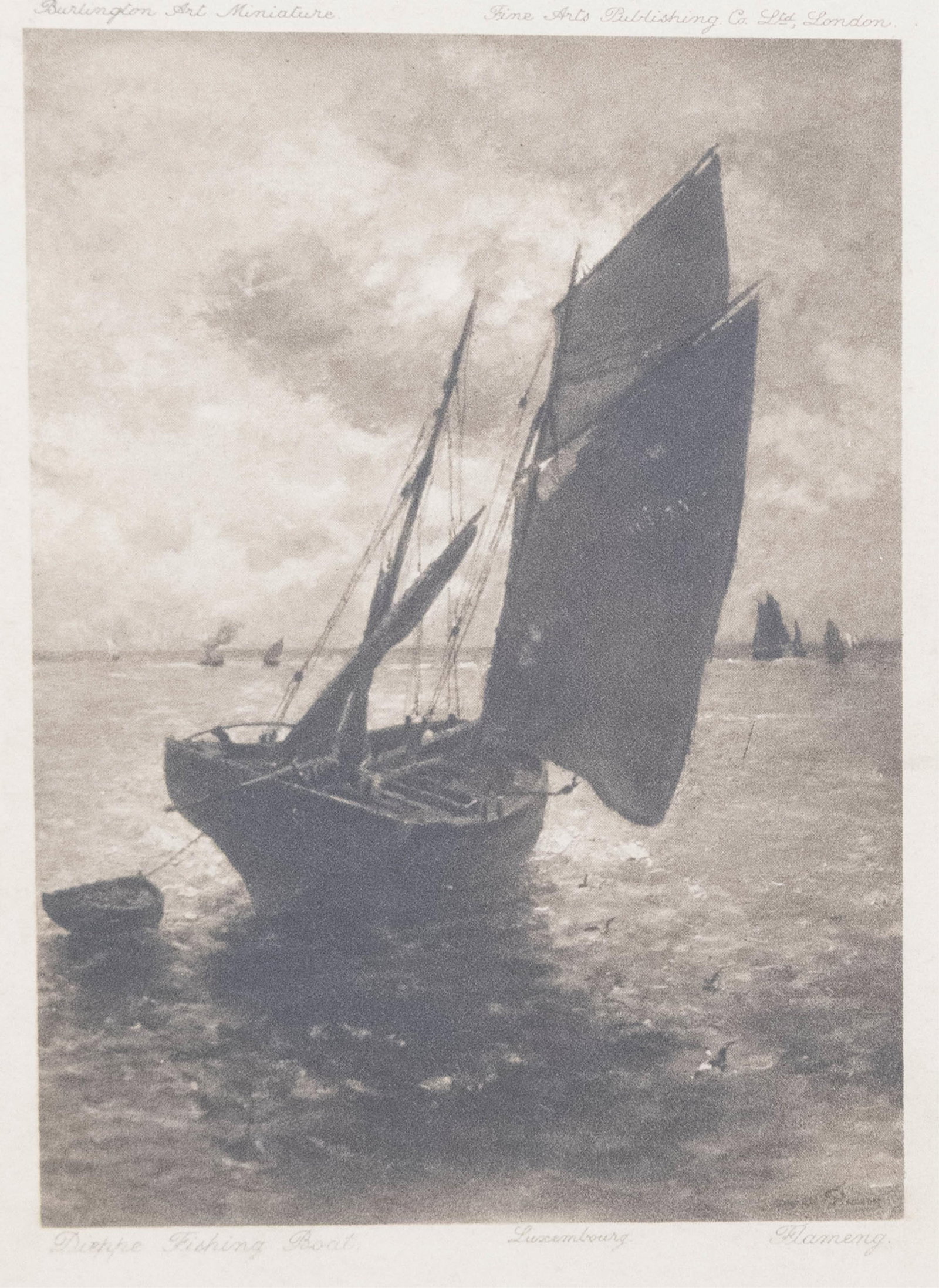 Framed Dieppe Fishing Boat, Luxembourg, Flameng, Burlington Art Miniature (1 of 2)