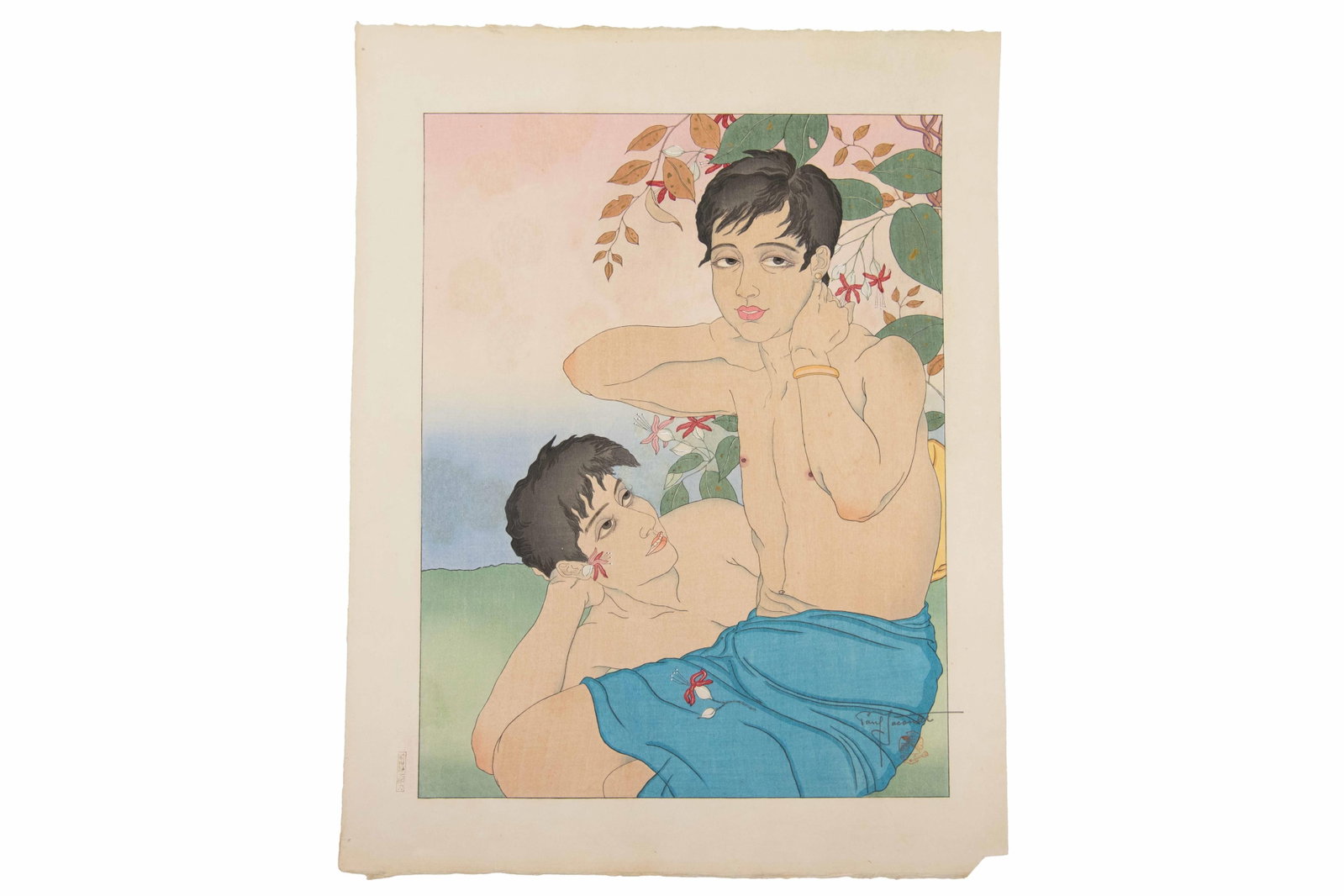 Paul Jacoulet, French/Japanese 1896-1960, Le Reveil, Japanese Woodblock Print (1 of 10)