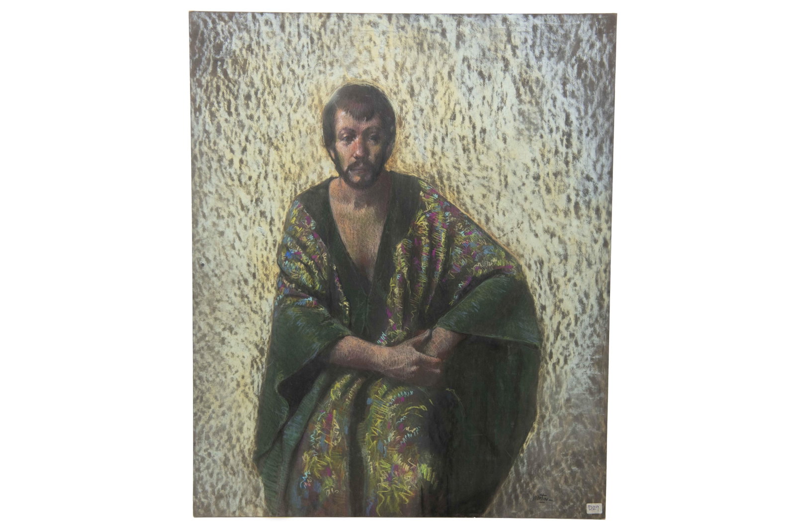 David J. Martin, Wyoming 1951-, Original Illustration Man in Robe, Conte Crayon / Chalk / Pastel (1 of 4)