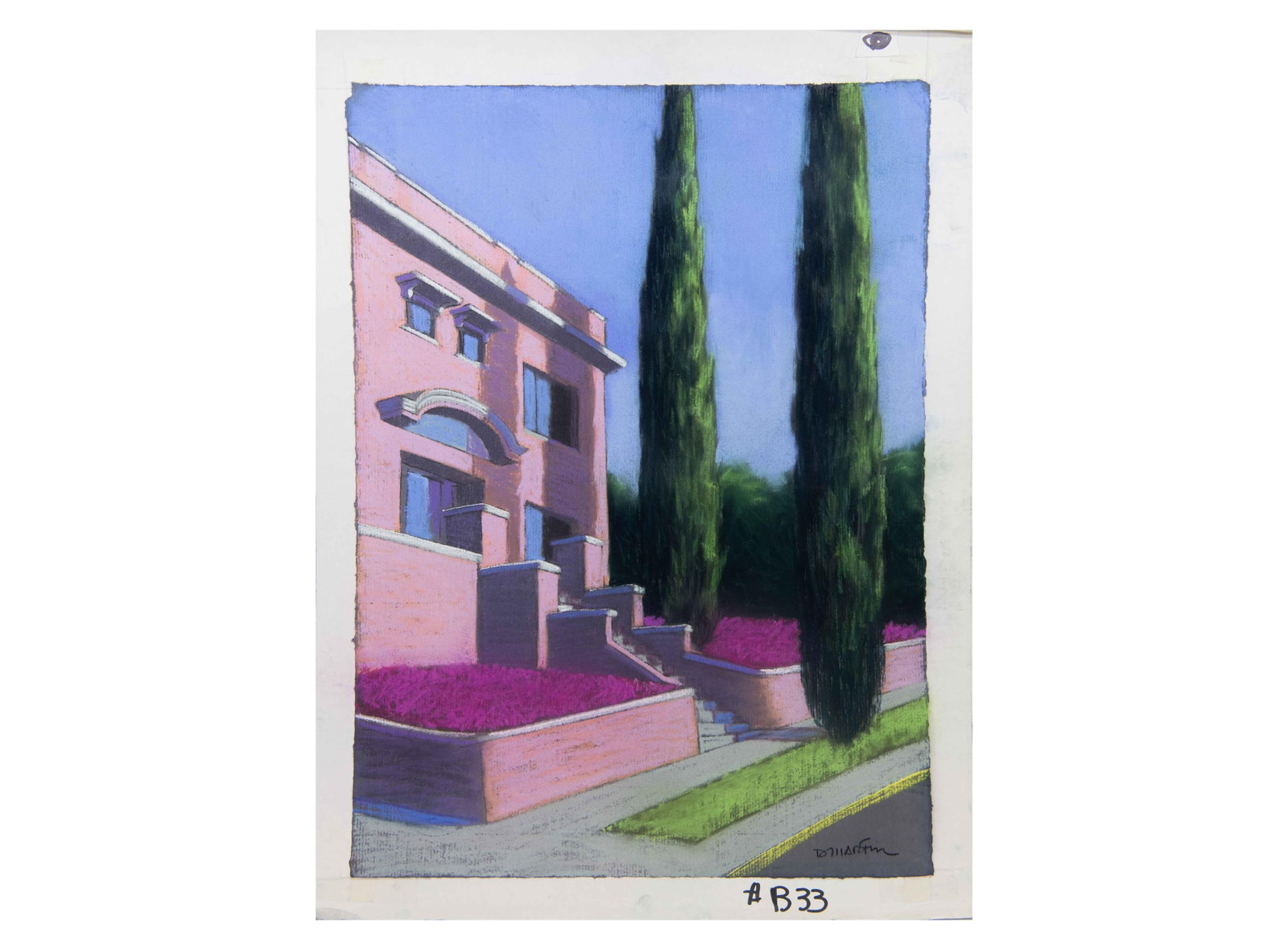 David J. Martin, Wyoming 1951-, Architectural Landscape c.1986, Pastel: David J. Martin Wyoming, 1951- Architectural Landscape c.1986 Pastel Similar works of Martin's were exhibited in his Architectural Landscapes Exhibition at 11th Street Gallery in Santa Monica, Califor