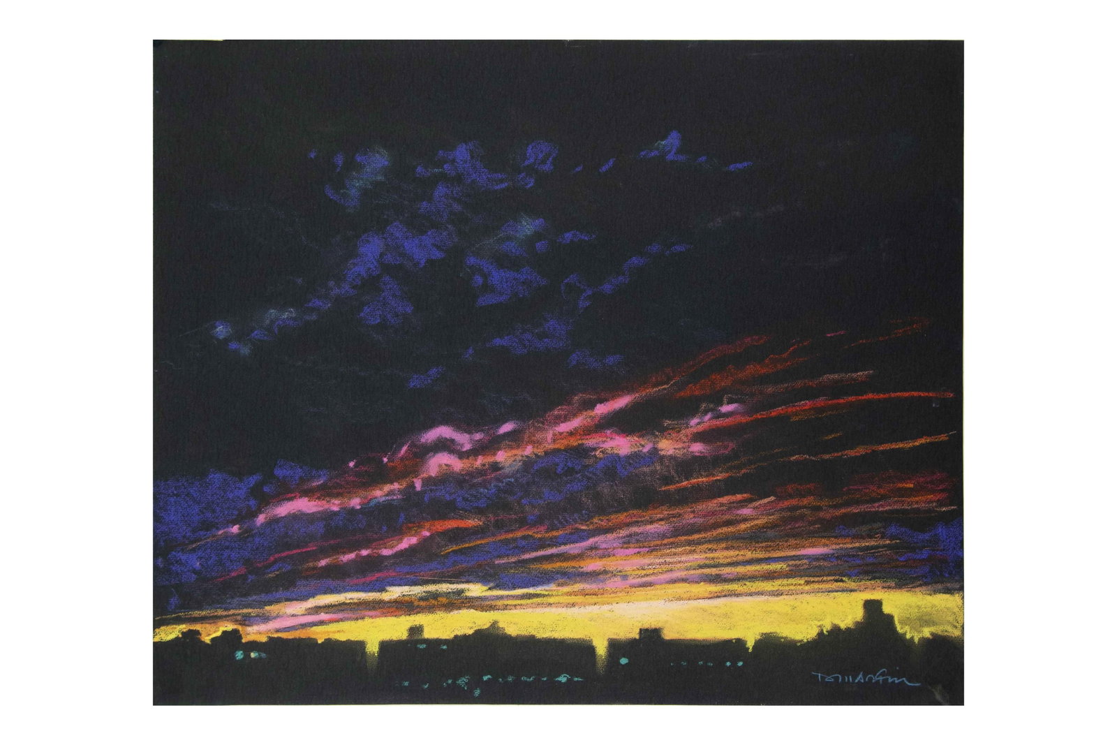 David J. Martin, Wyoming 1951-, Sunset, Conte Crayon / Chalk / Pastel: David J. Martin Wyoming, 1951- Sunset Conte Crayon / Chalk / Pastel Approximate size: 19” H x 24” W David J. Martin launched his career in New York as a professional illustrator, producin
