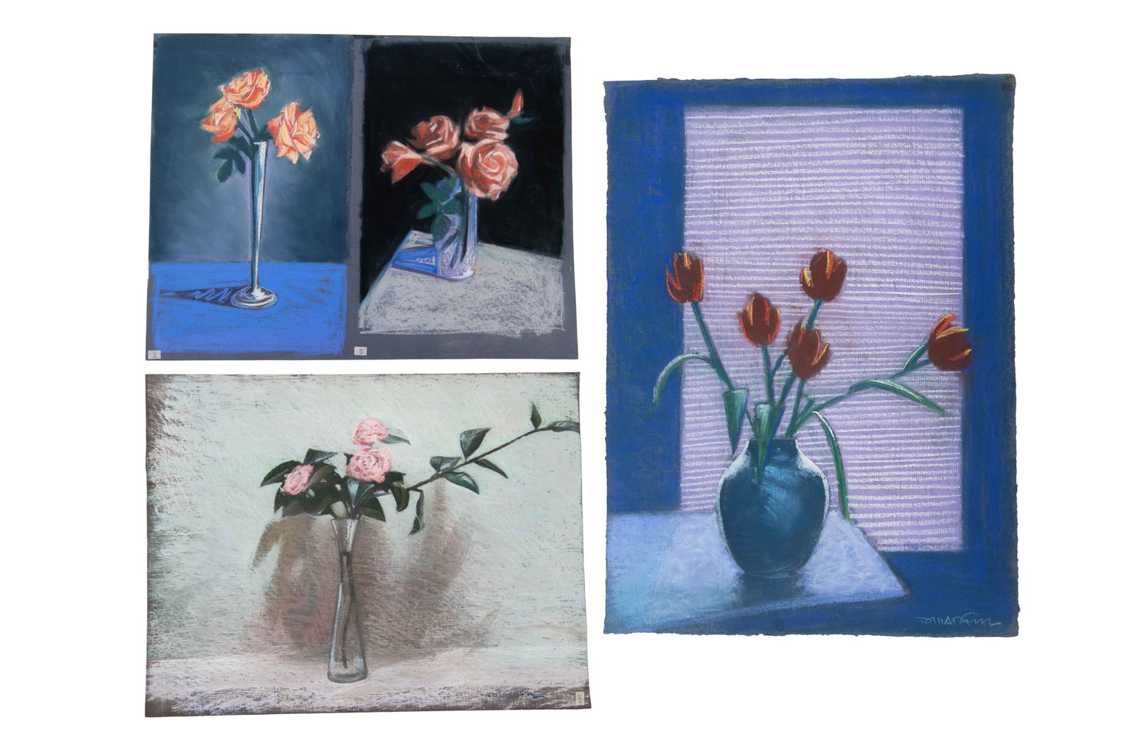 David J. Martin, Wyoming 1951-, Group of 3: Floral Studies, Conte Crayon / Chalk / Pastel (1 of 6)