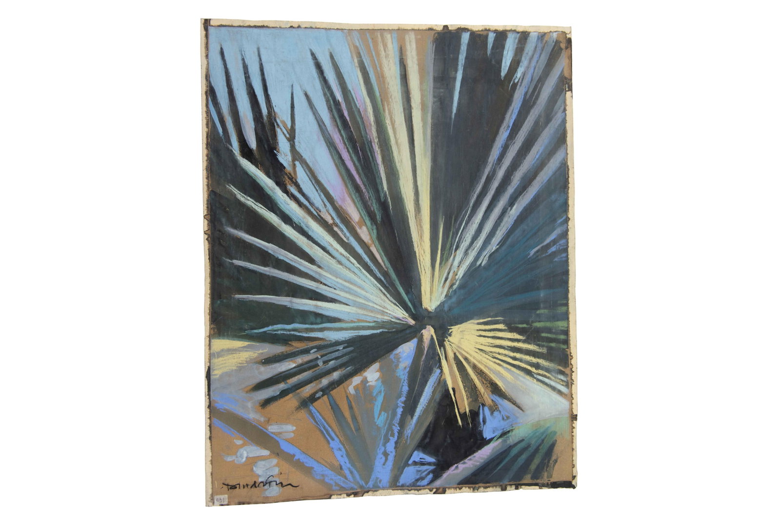 David J. Martin, Wyoming 1951-, Palm Frond, Conte Crayon / Chalk / Pastel: David J. Martin Wyoming, 1951- Palm Frond Conte Crayon / Chalk / Pastel Approximate size: 22” H x 28” W David J. Martin launched his career in New York as a professional illustrator, prod