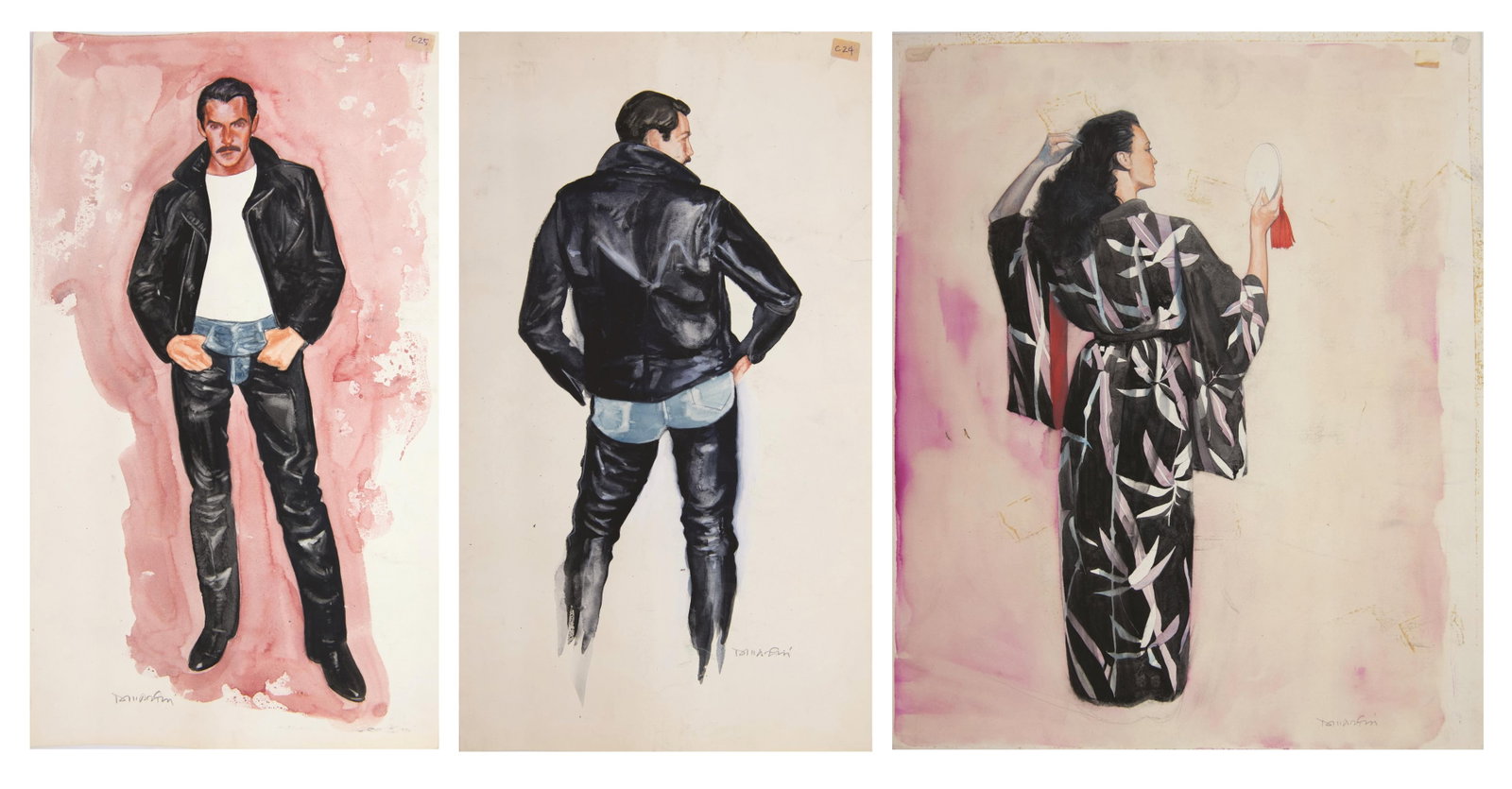 David J. Martin, Wyoming 1951-, Group of 3 Polychrome Illustrations (1 of 7)