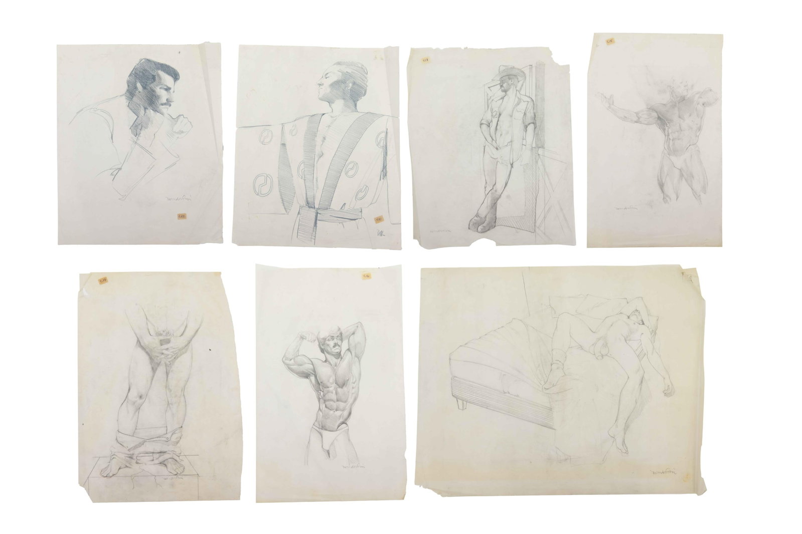 David J. Martin, Wyoming 1951-, Group of 7 Sketches, Tracing Paper (1 of 14)