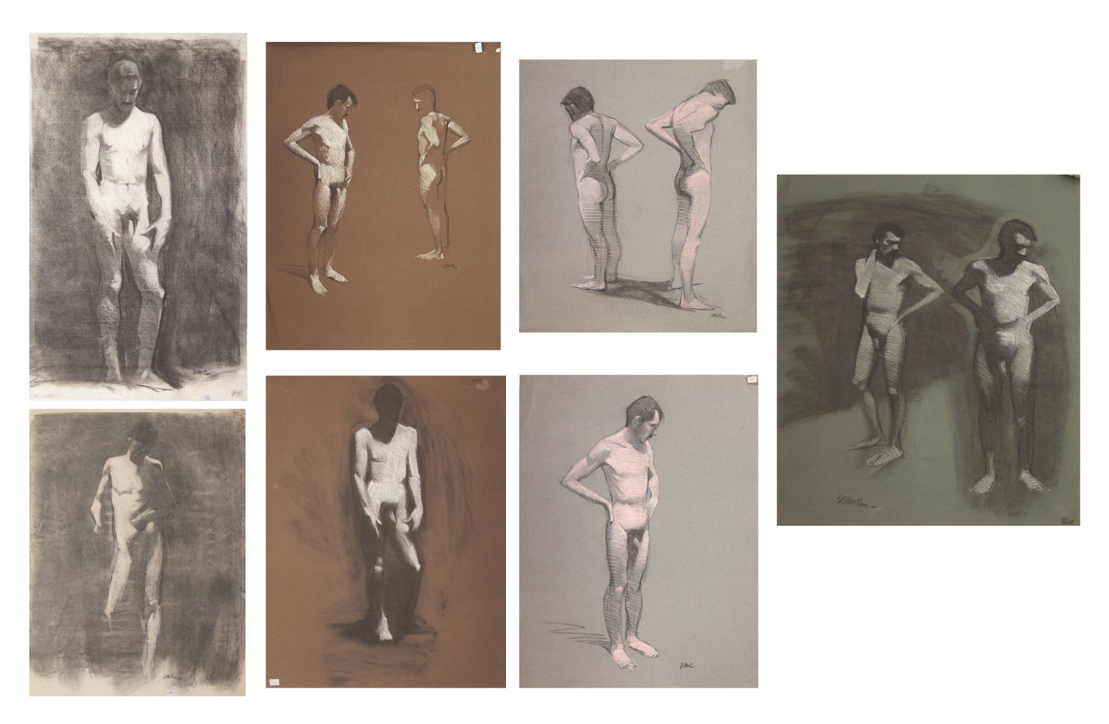 David J. Martin, Wyoming 1951-, Group of 7 Original Nude Study Illustrations (1 of 15)