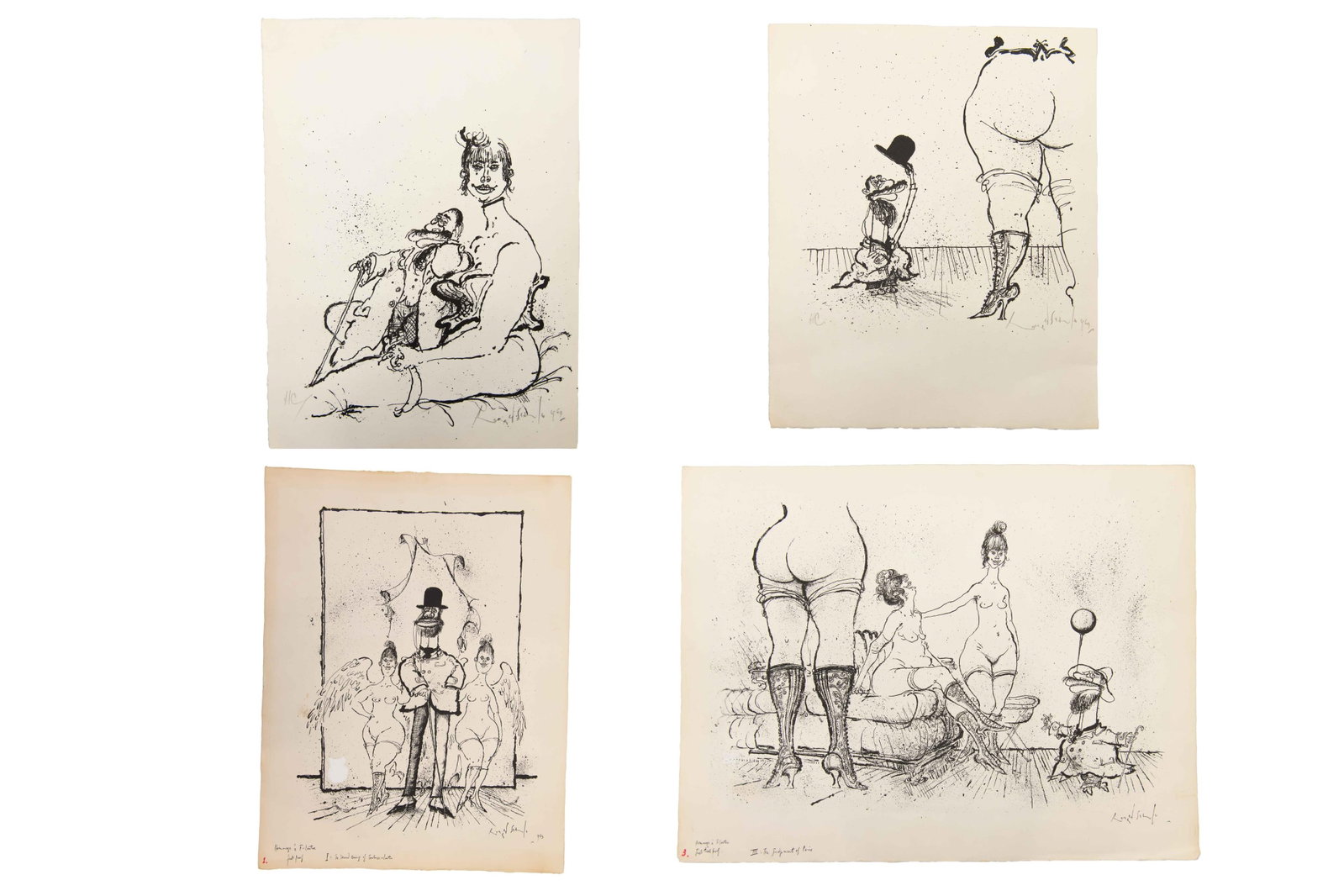 Ronald Searle, British 1920-2011, Group of 4 Homage to Toulouse Lautrec (1 of 18)